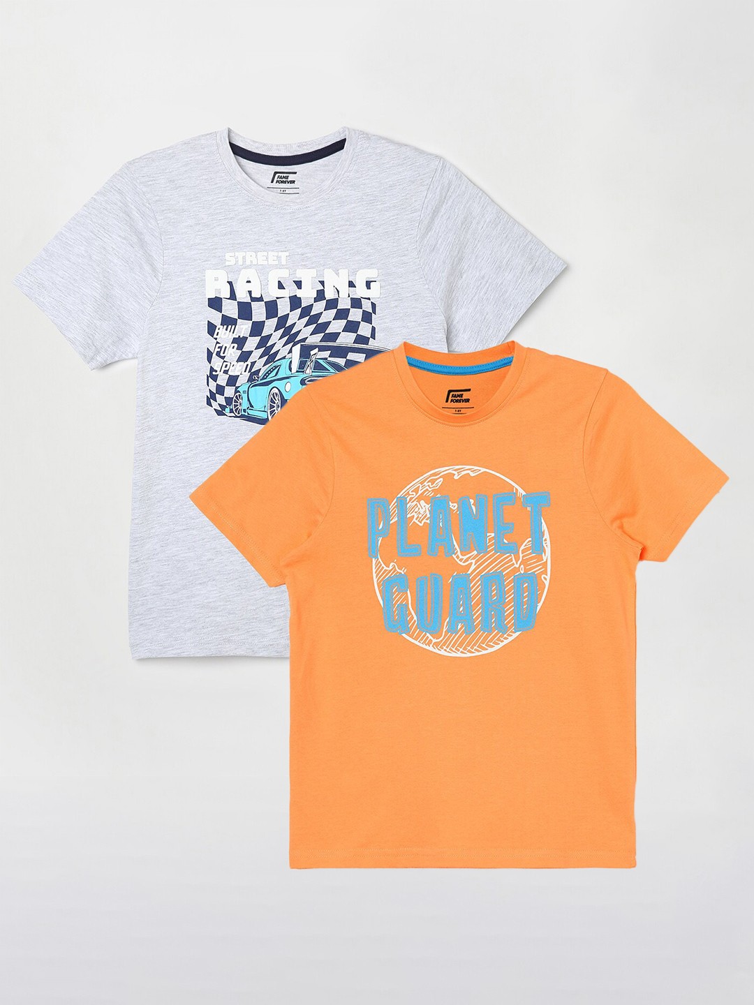 

Fame Forever by Lifestyle Boys Pack Of 2 Printed Cotton T-shirts, Orange