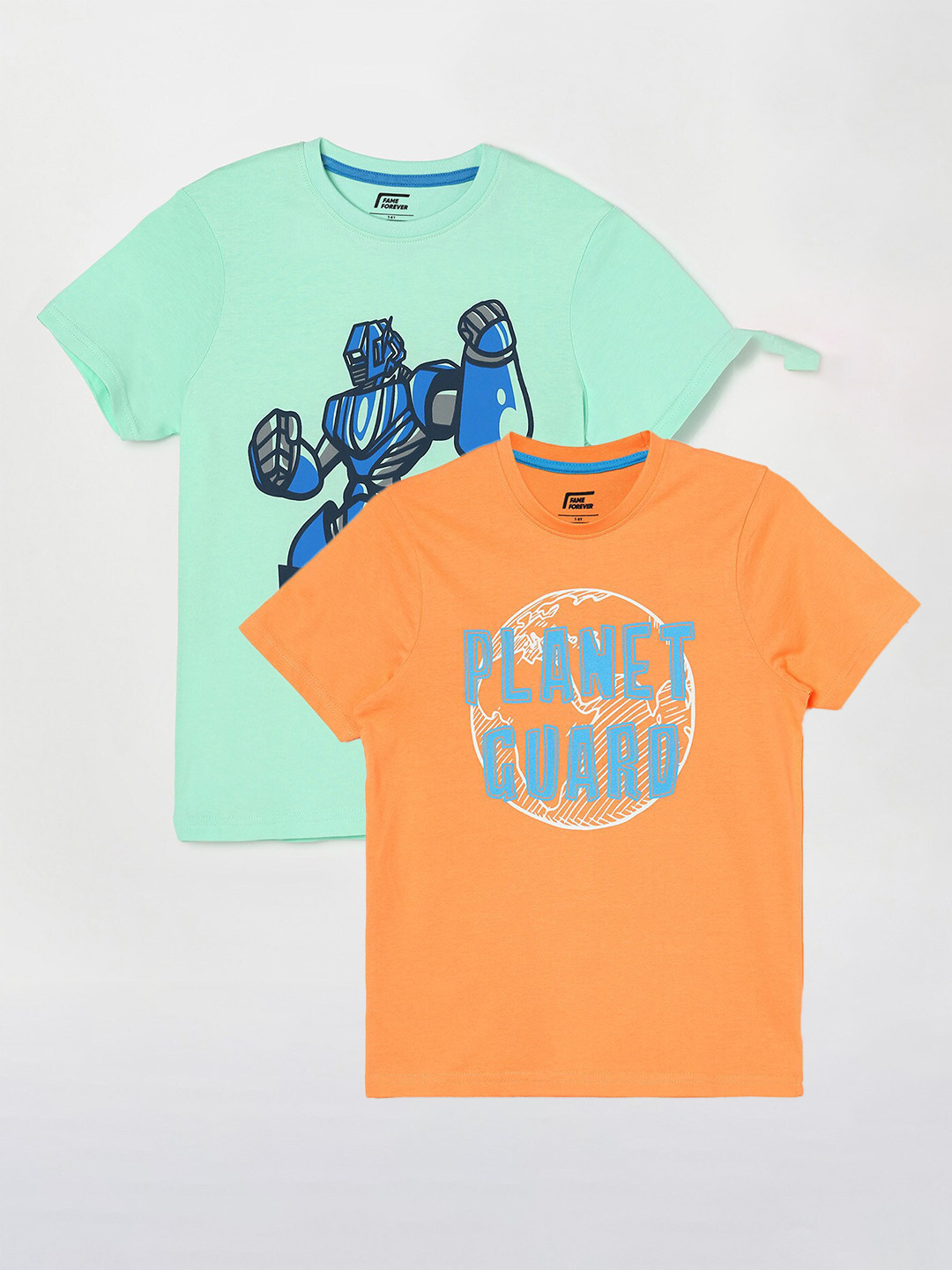 

Fame Forever by Lifestyle Boys Pack Of 2 Printed Cotton T-shirts, Orange