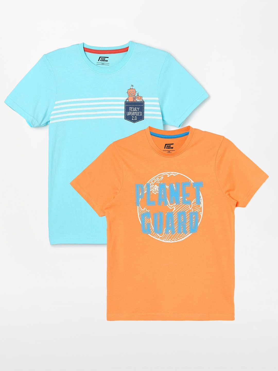 

Fame Forever by Lifestyle Boys Pack Of 2 Printed Cotton T-shirts, Orange