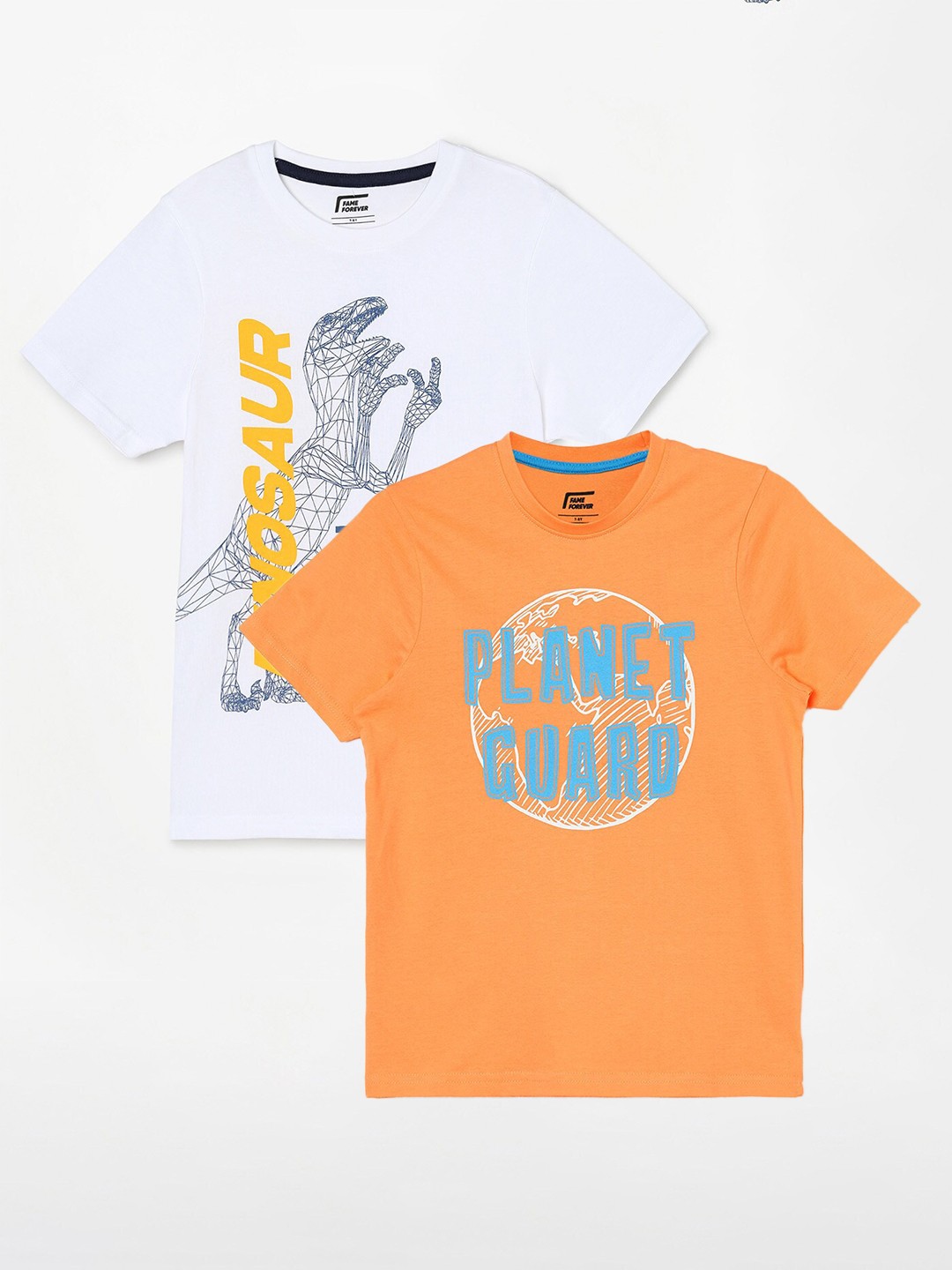 

Fame Forever by Lifestyle Boys Pack Of 2 Printed Cotton T-shirts, Orange
