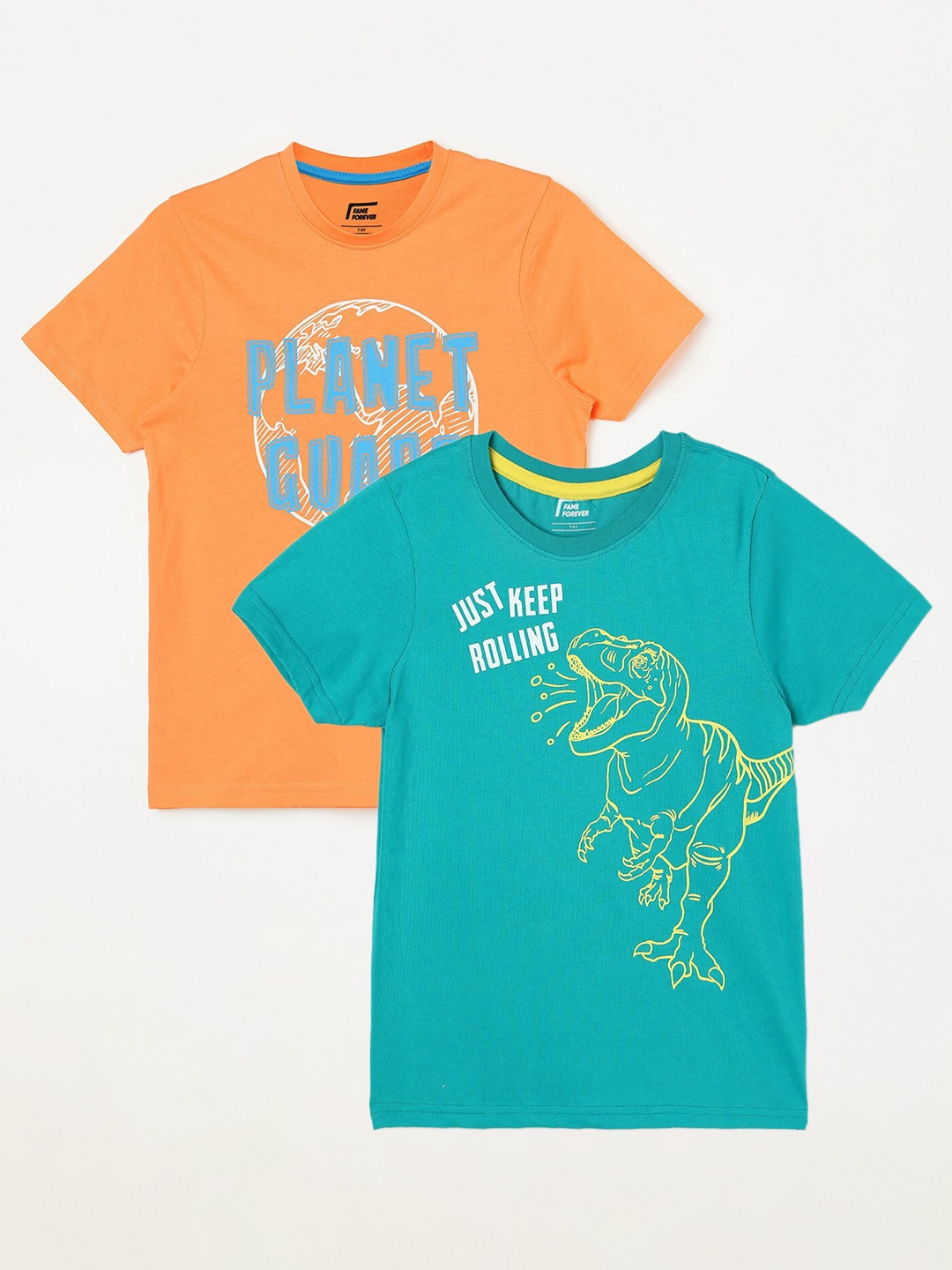 

Fame Forever by Lifestyle Boys Pack Of 2 Printed Cotton T-shirts, Blue