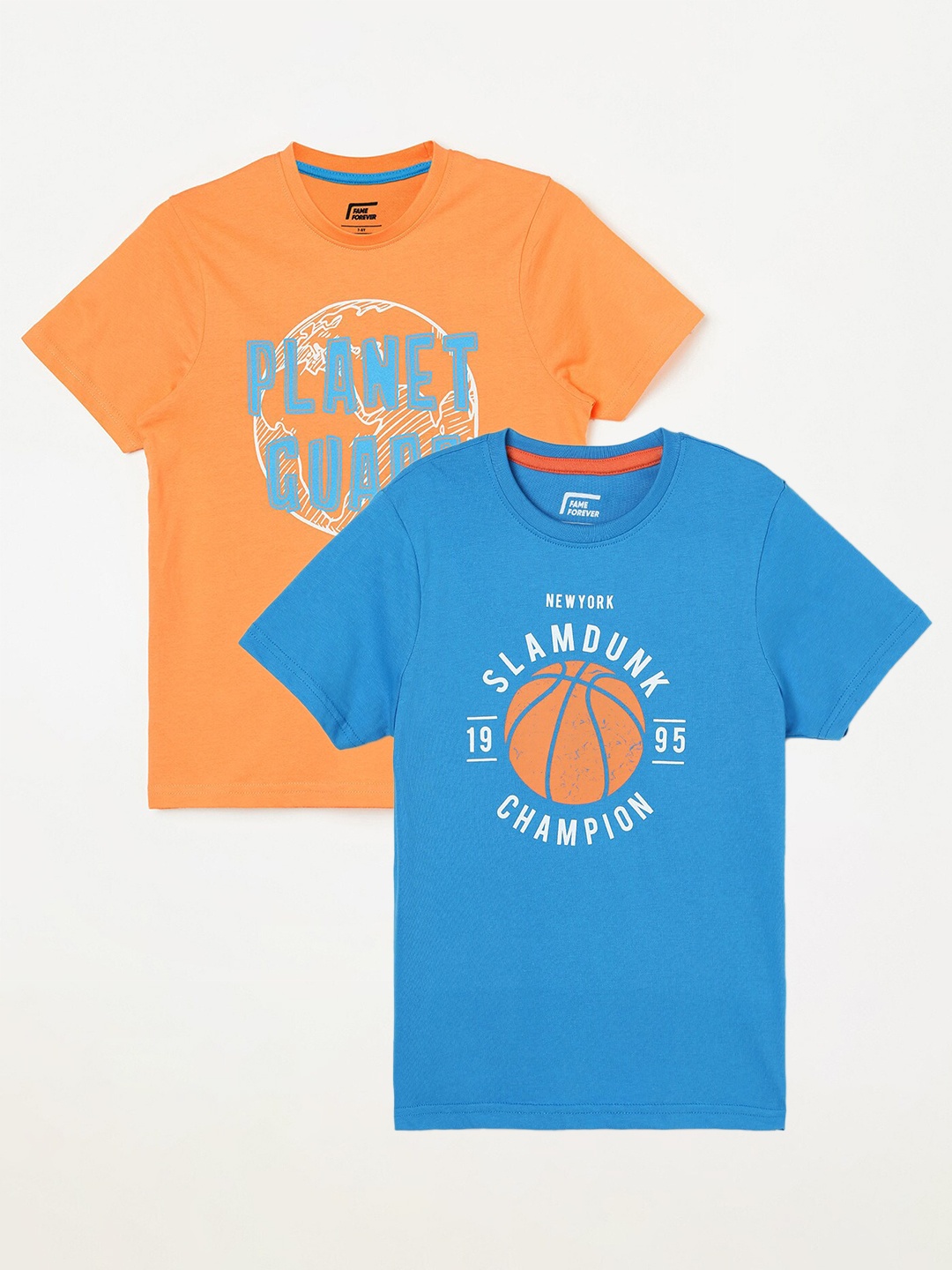 

Fame Forever by Lifestyle Boys Pack Of 2 Printed Cotton T-shirts, Blue