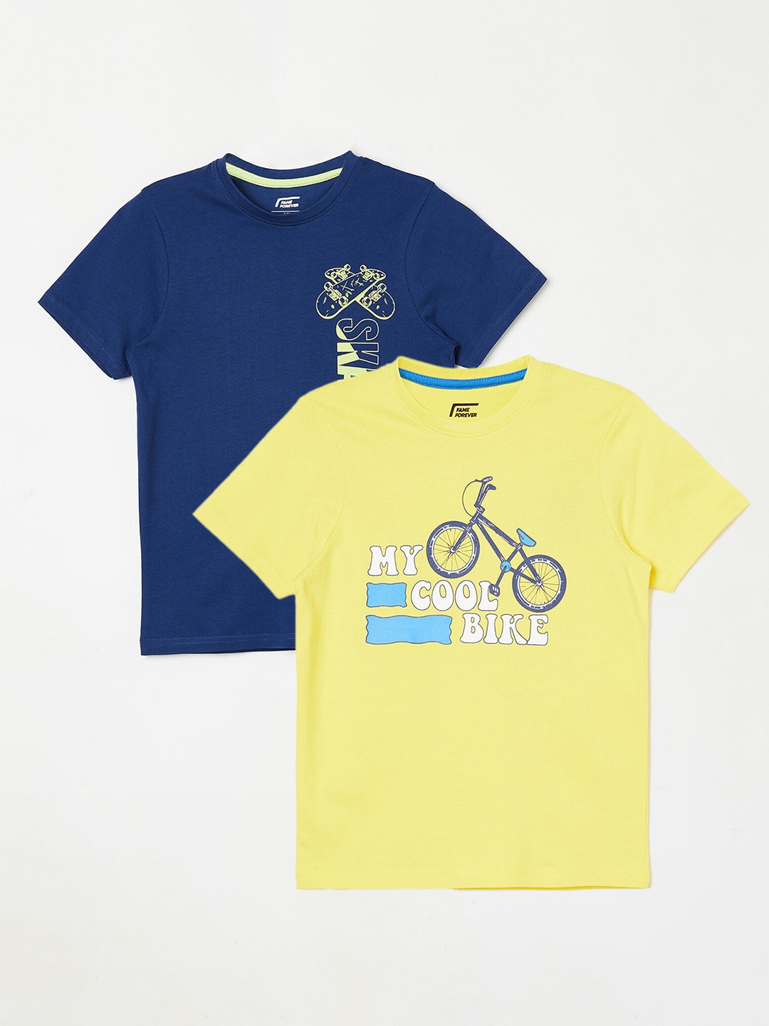 

Fame Forever by Lifestyle Boys Pack Of 2 Printed Cotton T-shirts, Yellow
