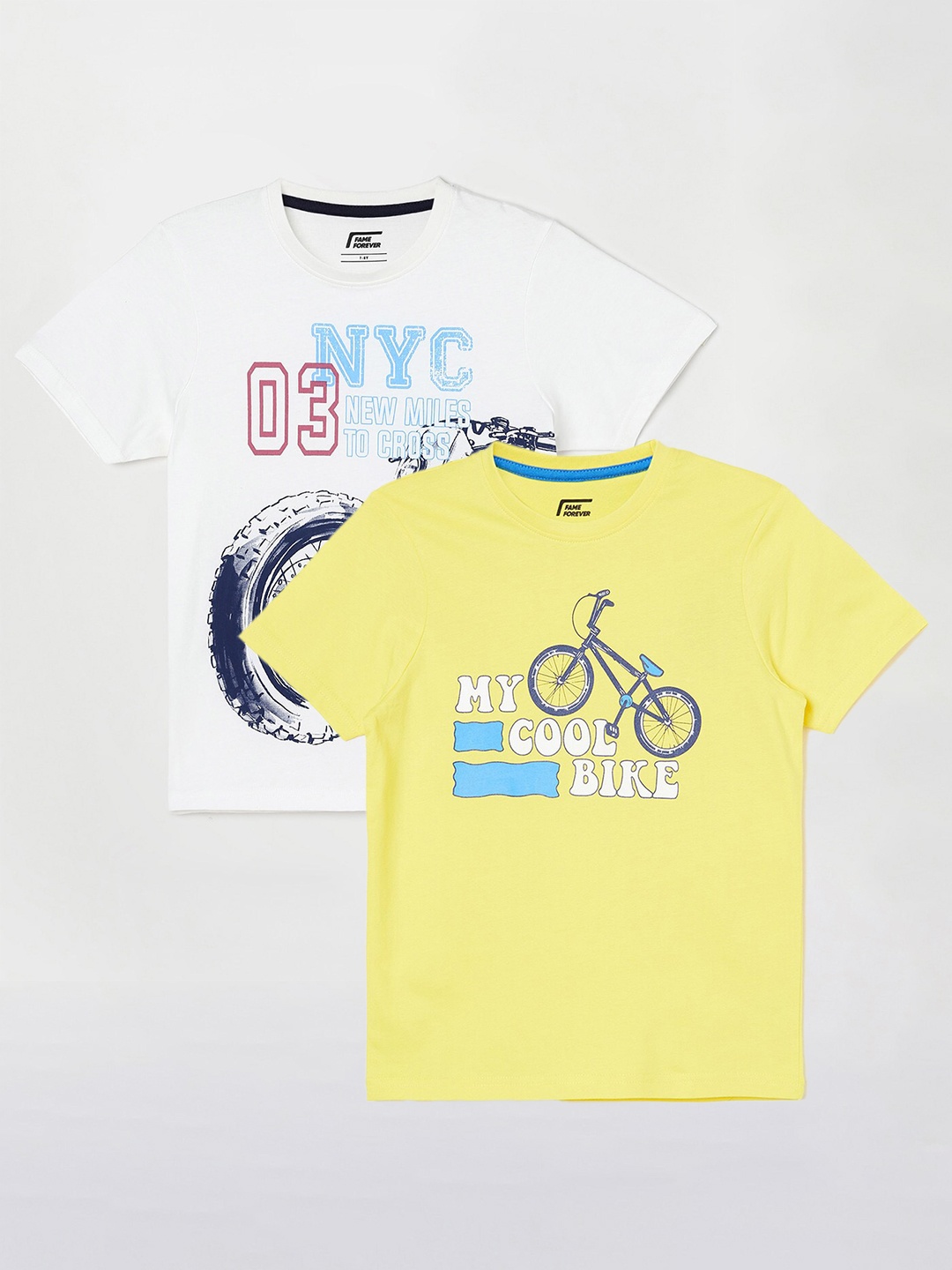

Fame Forever by Lifestyle Boys Pack Of 2 Printed Cotton T-shirts, White