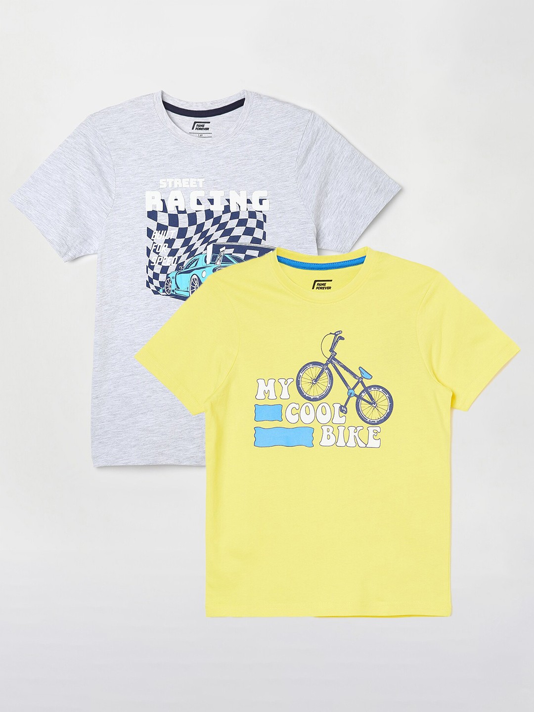 

Fame Forever by Lifestyle Boys Pack Of 2 Printed Cotton T-shirts, Yellow