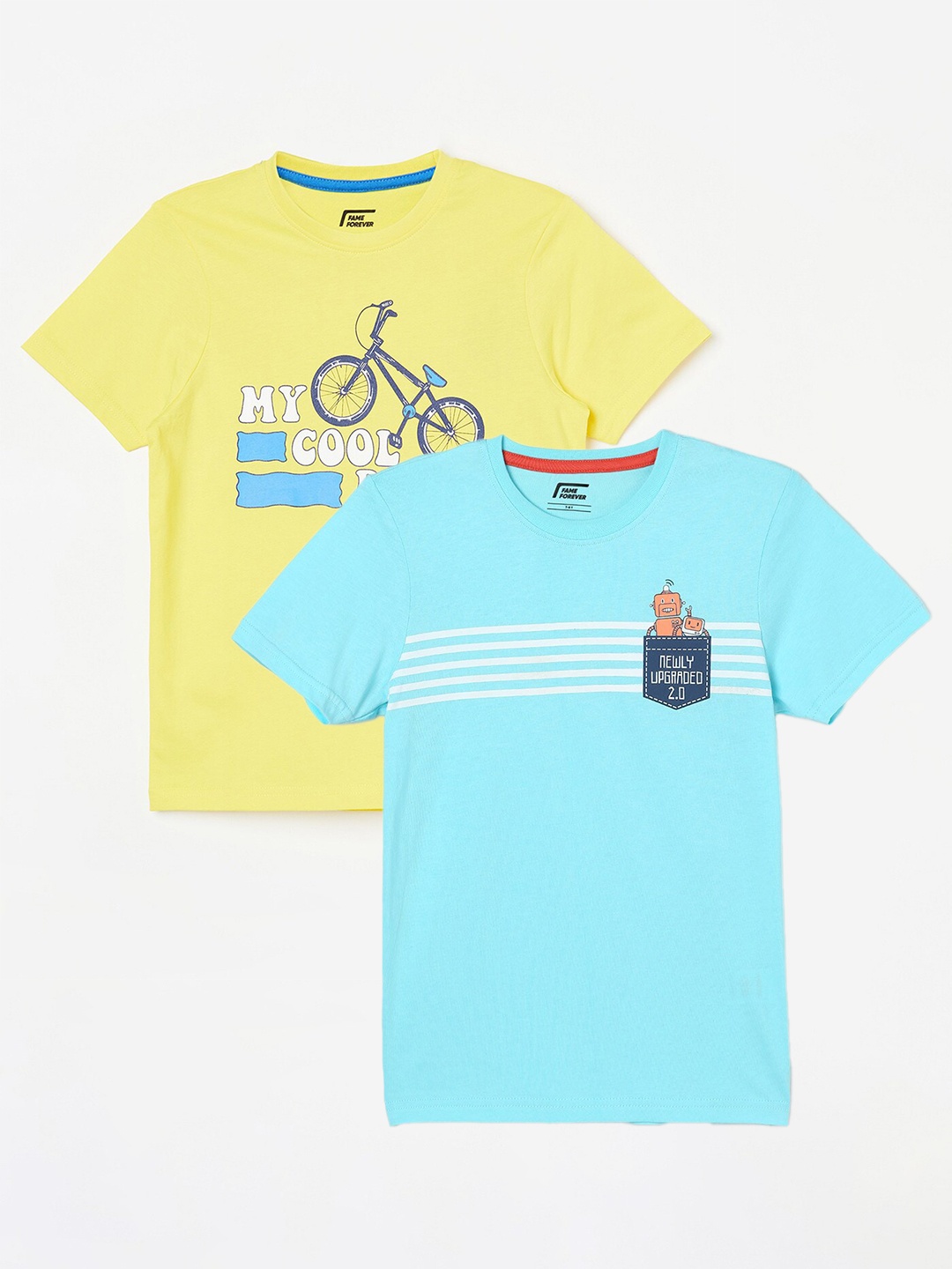

Fame Forever by Lifestyle Boys Pack Of 2 Printed Cotton T-shirts, Blue