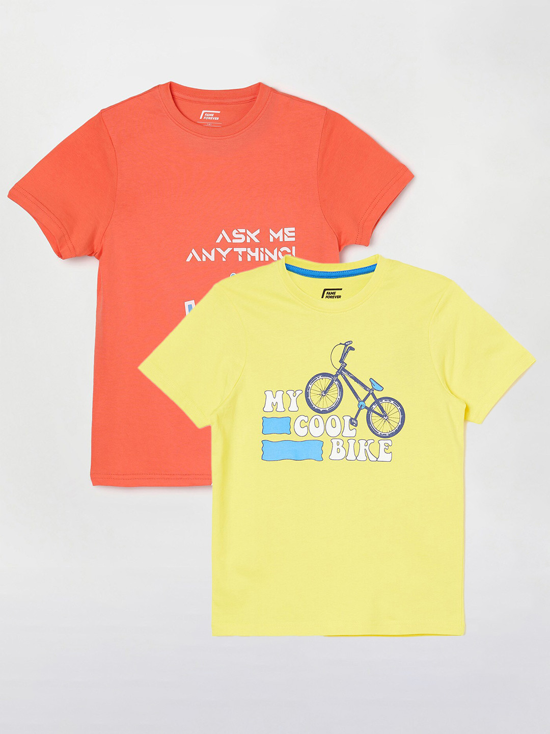 

Fame Forever by Lifestyle Boys Pack Of 2 Printed Cotton T-shirts, Orange