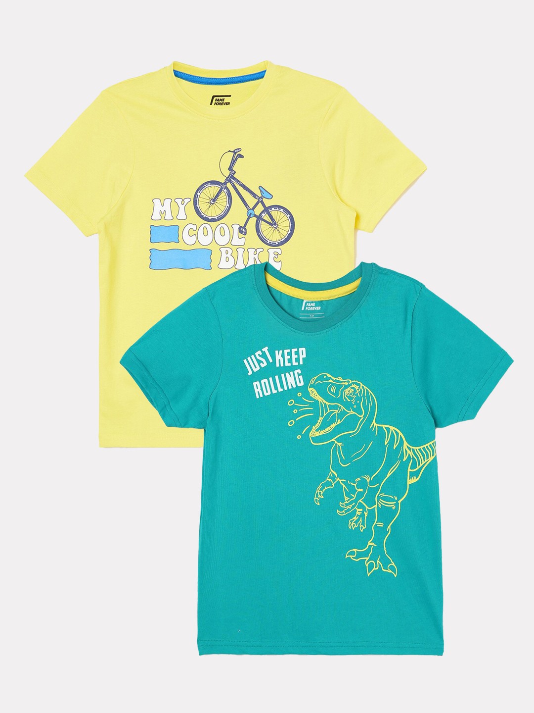 

Fame Forever by Lifestyle Boys Pack Of 2 Printed Cotton T-shirts, Blue