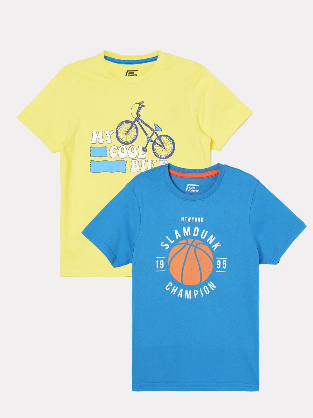 

Fame Forever by Lifestyle Boys Pack Of 2 Printed Cotton T-shirts, Blue