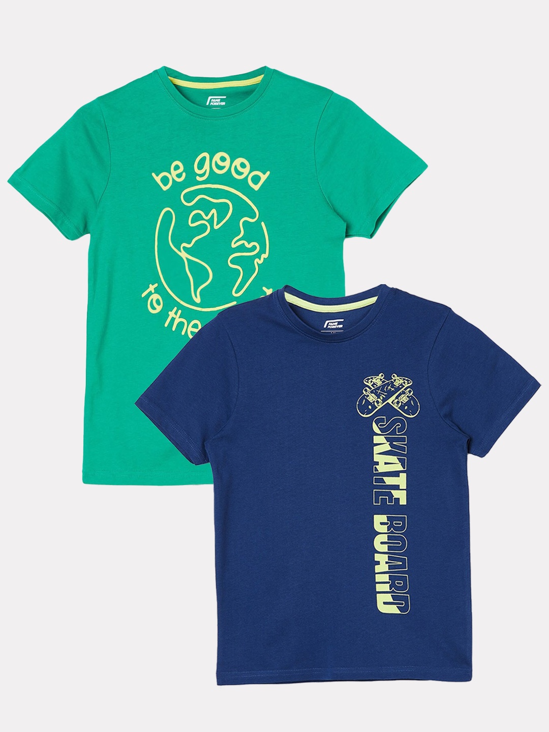 

Fame Forever by Lifestyle Boys Pack Of 2 Printed Pure Cotton T-shirts, Blue