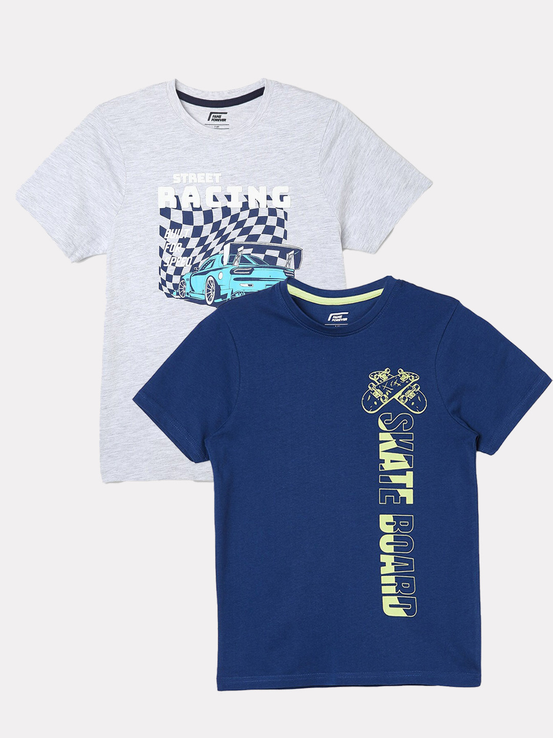 

Fame Forever by Lifestyle Boys Pack Of 2 Printed Pure Cotton T-shirts, Blue