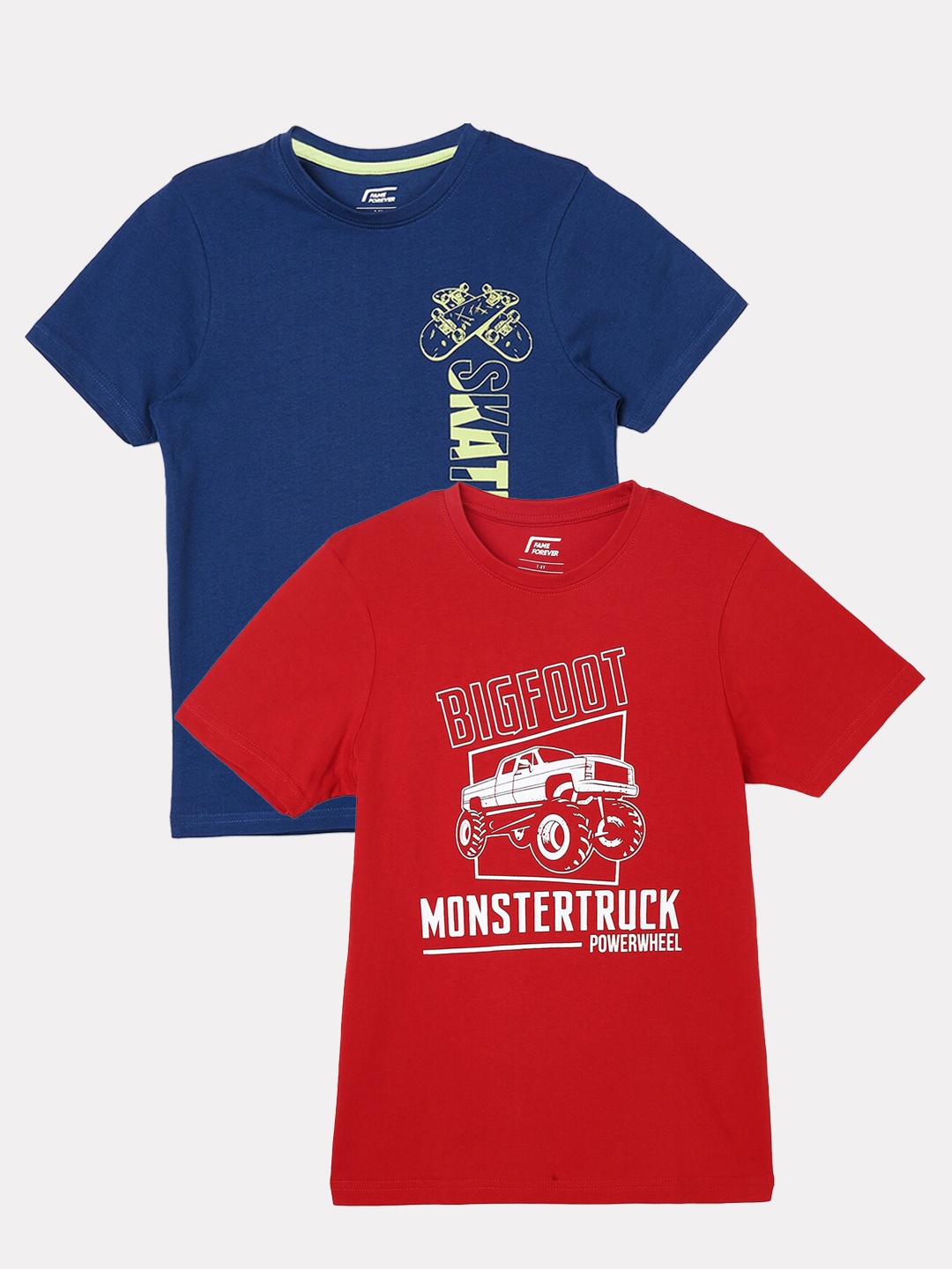 

Fame Forever by Lifestyle Boys Pack Of 2 Printed Cotton T-shirts, Red