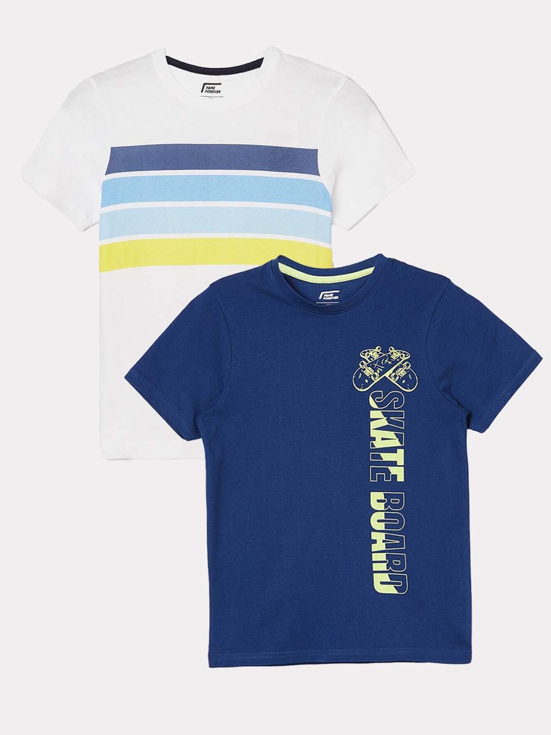 

Fame Forever by Lifestyle Boys Pack Of 2 Printed Cotton T-shirts, White