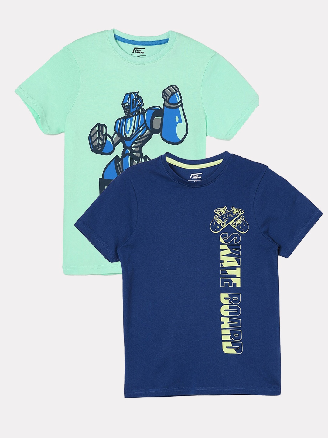 

Fame Forever by Lifestyle Boys Pack Of 2 Printed Cotton T-shirts, Blue