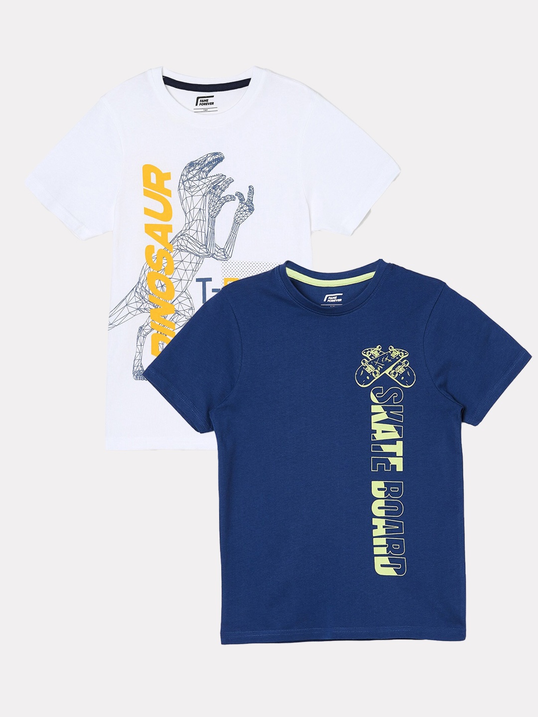 

Fame Forever by Lifestyle Boys Pack Of 2 Printed Cotton T-shirts, Blue