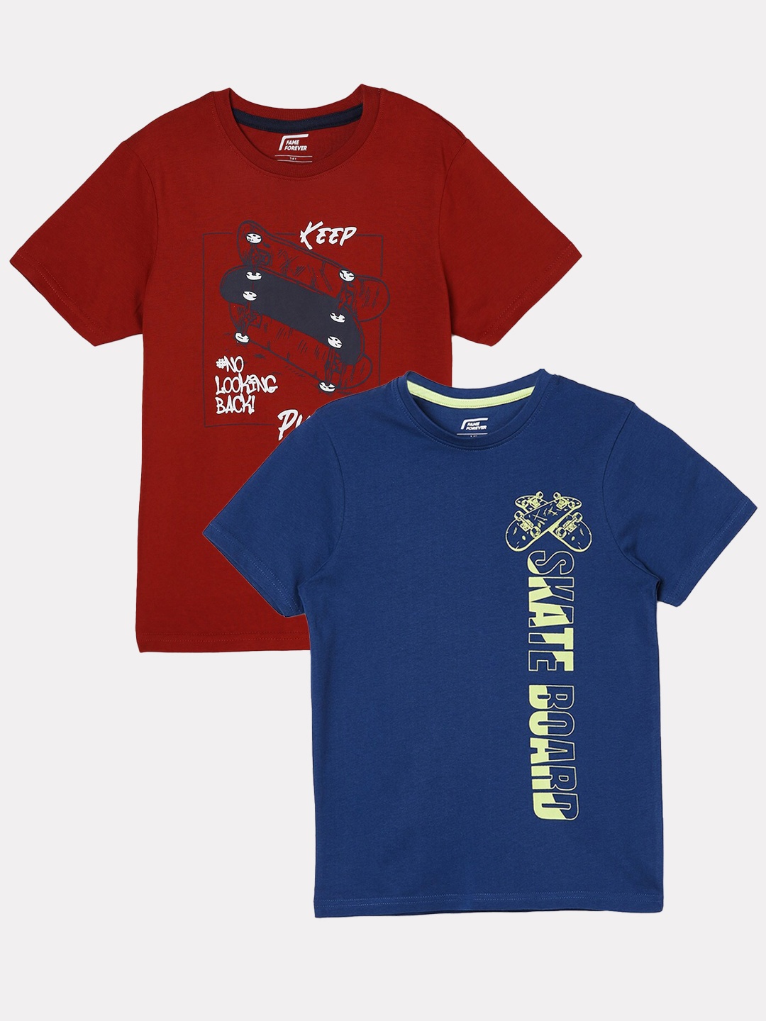 

Fame Forever by Lifestyle Boys Pack Of 2 Printed Cotton T-shirts, Blue