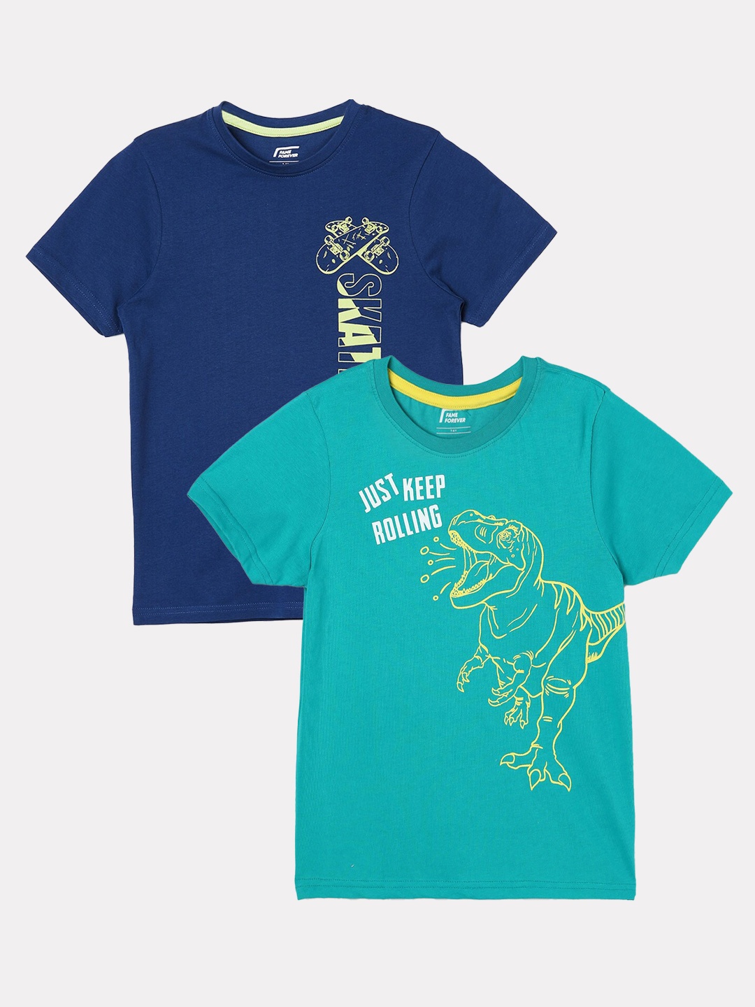 

Fame Forever by Lifestyle Boys Pack Of 2 Printed Cotton T-shirts, Blue