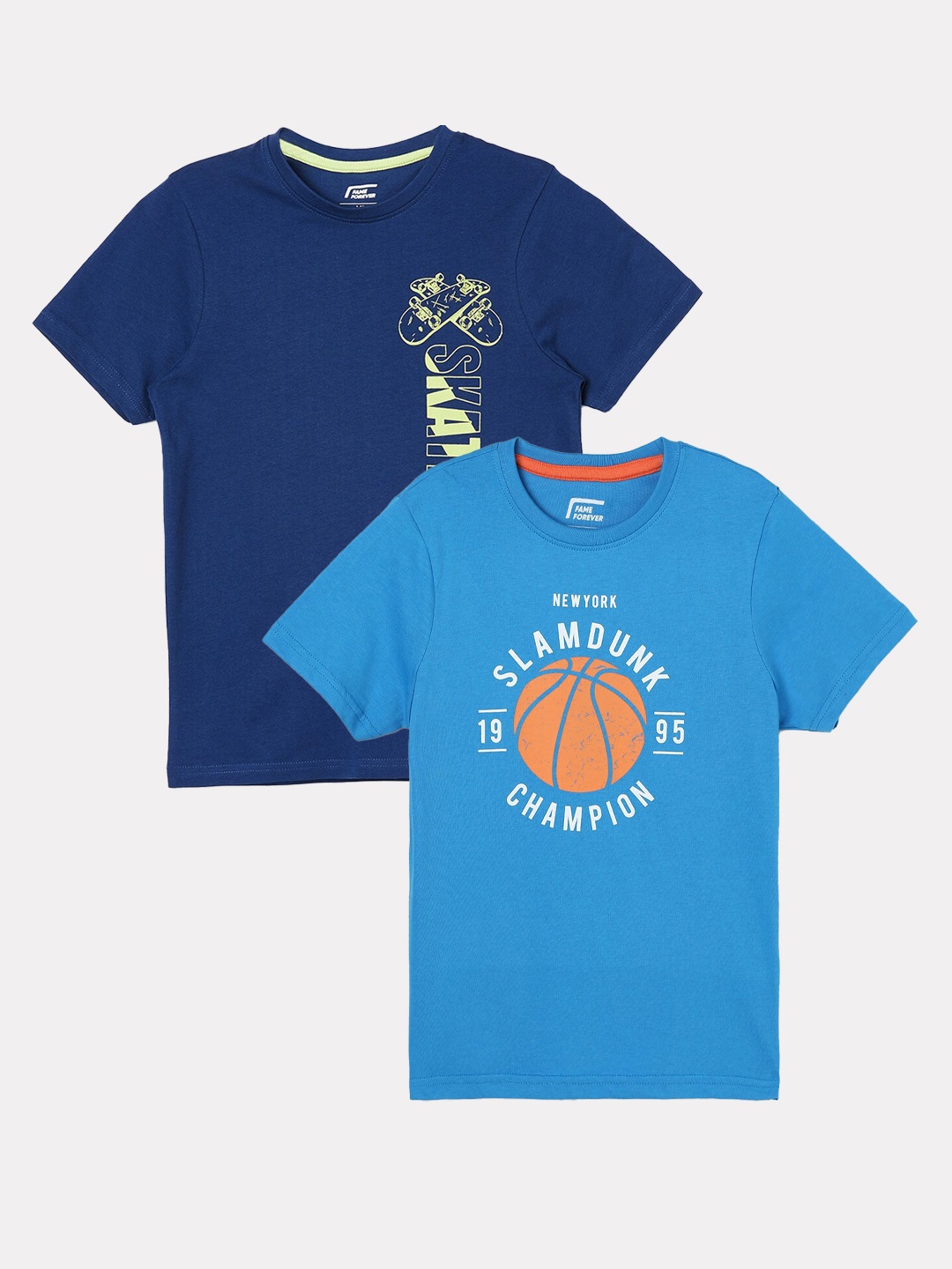 

Fame Forever by Lifestyle Boys Pack Of 2 Printed Cotton T-shirts, Blue