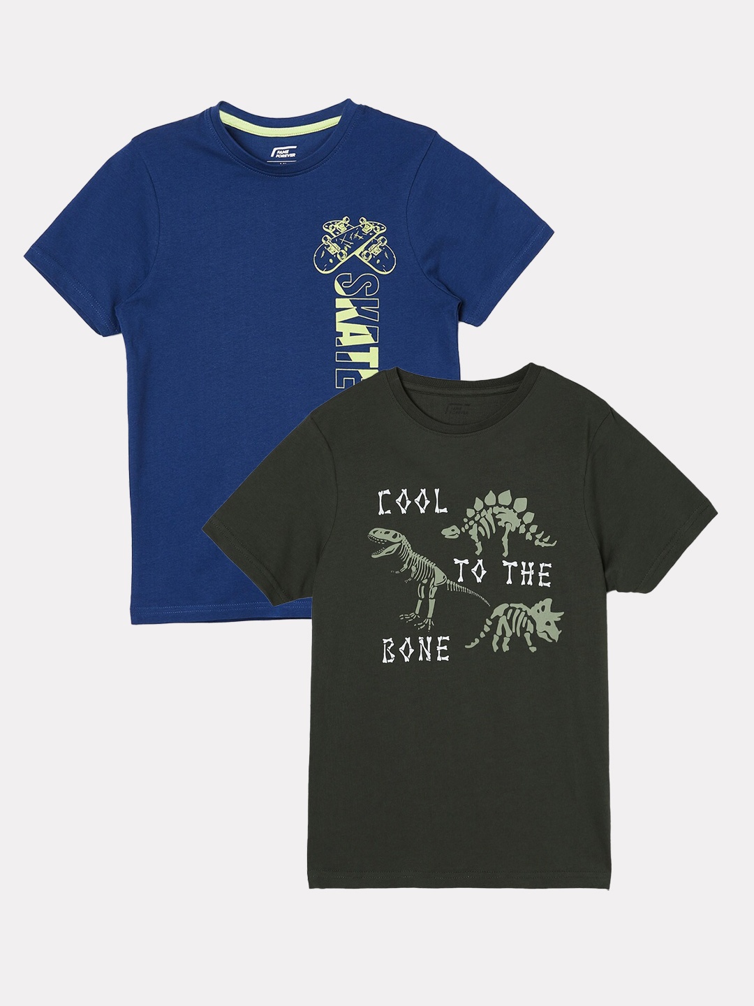 

Fame Forever by Lifestyle Boys Pack Of 2 Printed Cotton T-shirts, Olive