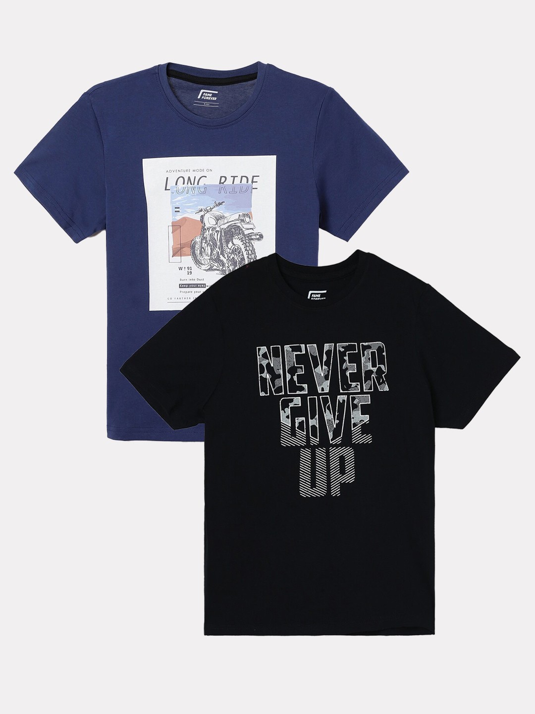 

Fame Forever by Lifestyle Boys Pack Of 2 Printed Pure Cotton T-shirts, Black