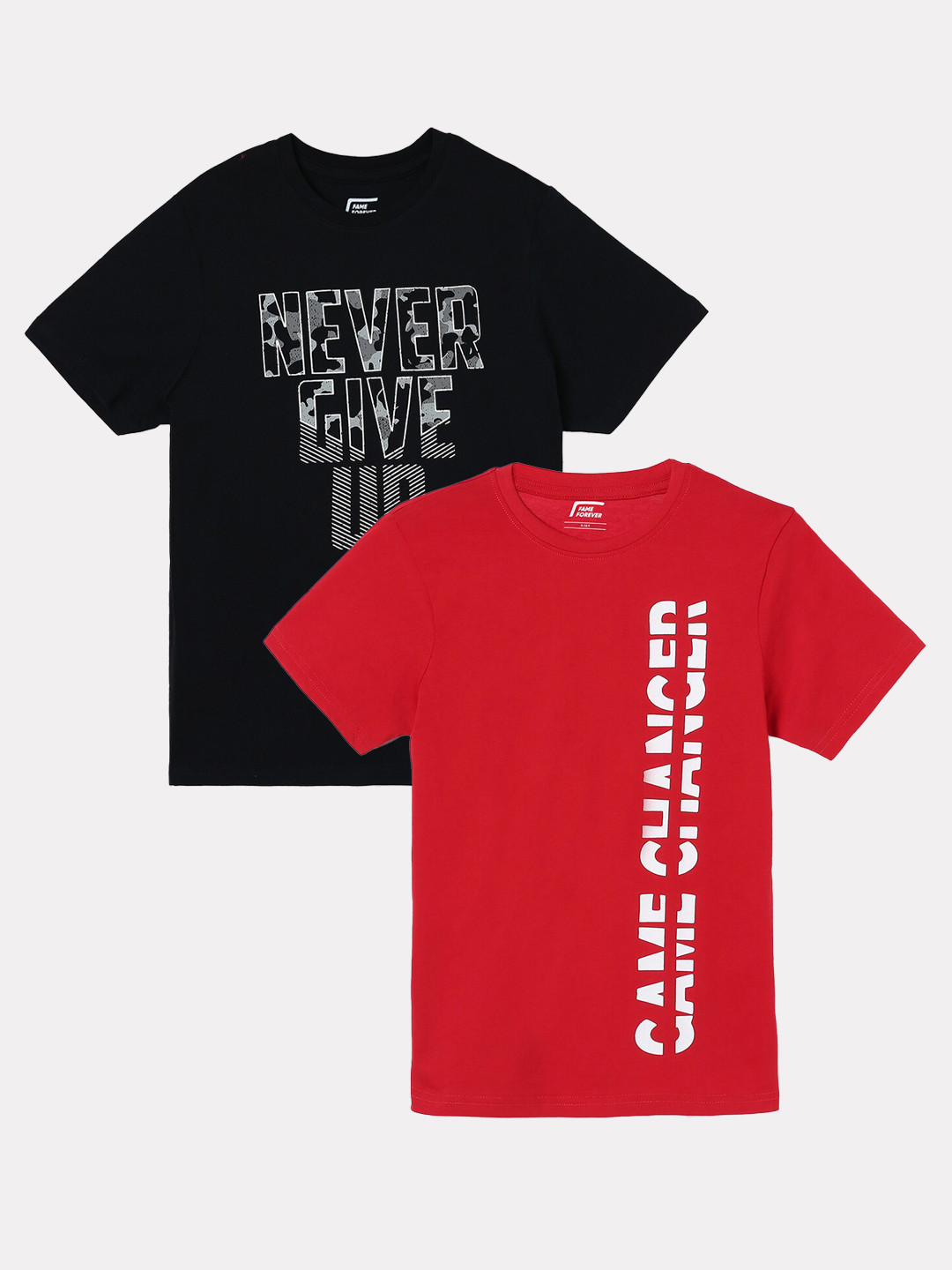 

Fame Forever by Lifestyle Boys Pack Of 2 Printed Pure Cotton T-shirts, Red