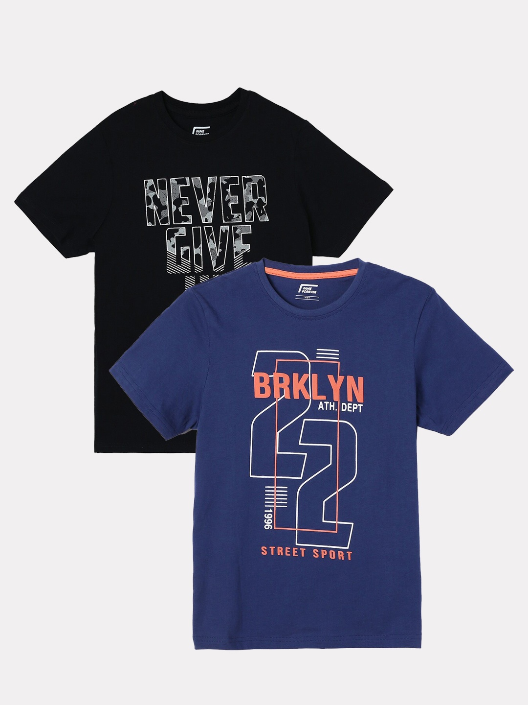 

Fame Forever by Lifestyle Boys Pack Of 2 Printed Cotton T-shirts, Blue