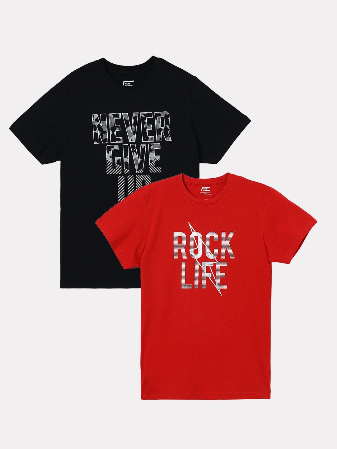 

Fame Forever by Lifestyle Boys Pack Of 2 Printed Cotton T-shirts, Red