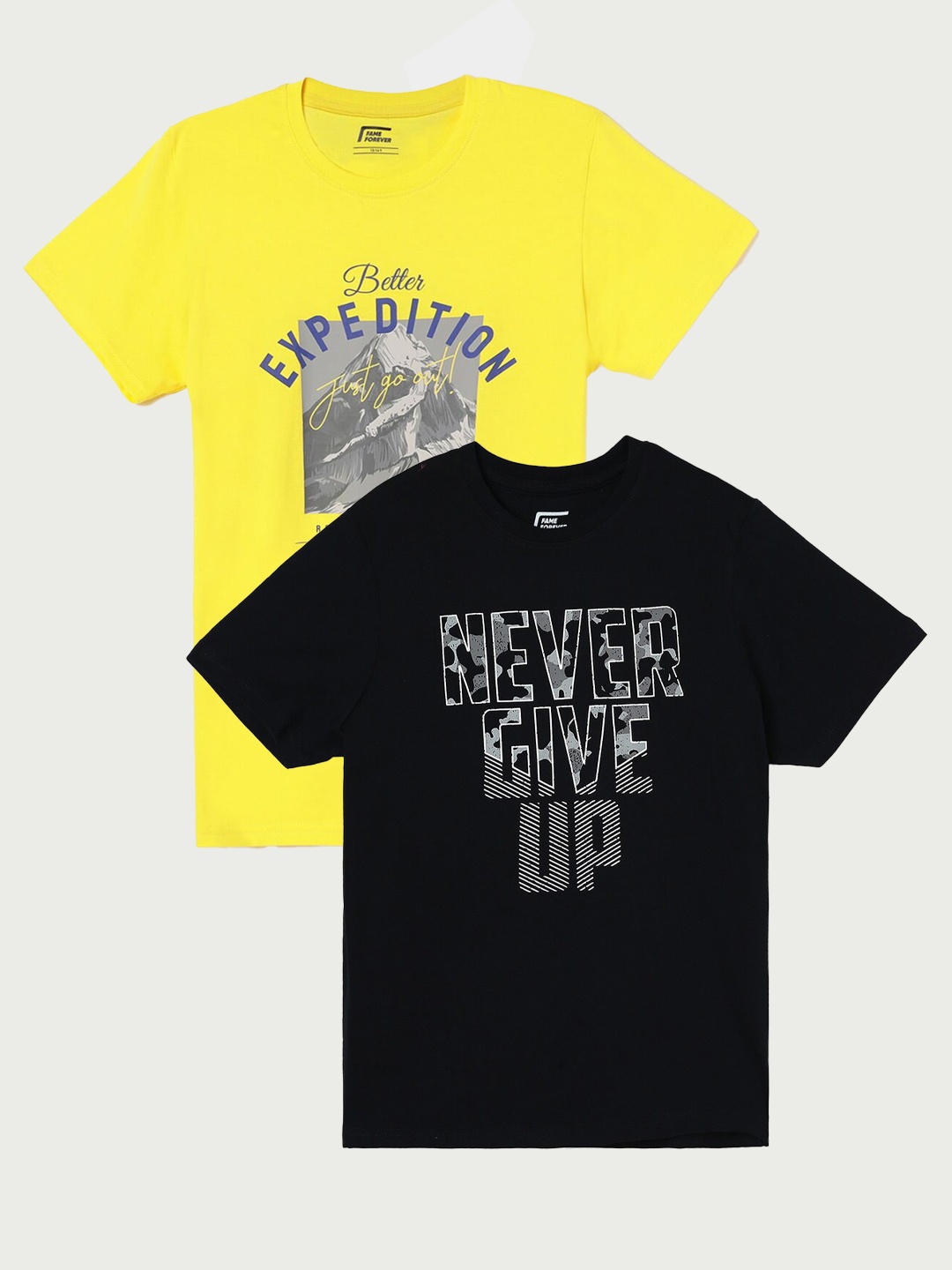 

Fame Forever by Lifestyle Boys Pack Of 2 Printed Cotton T-shirts, Black