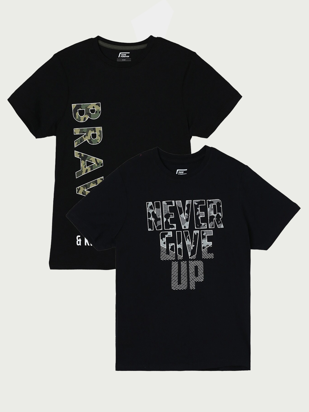 

Fame Forever by Lifestyle Boys Pack Of 2 Printed Cotton T-shirts, Black