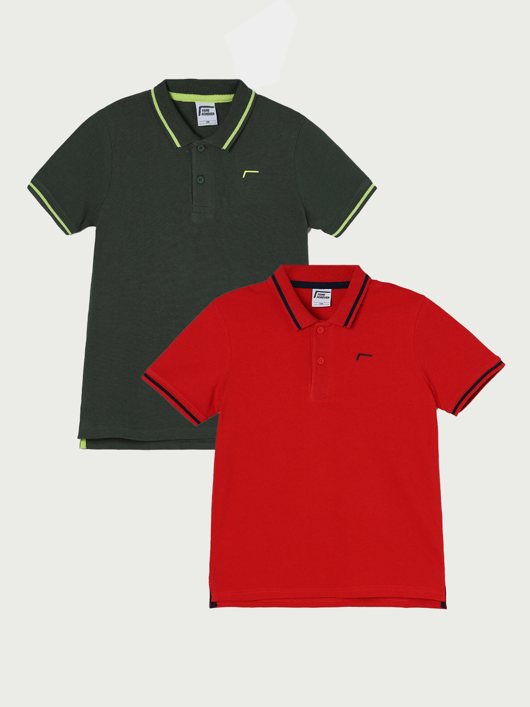 

Fame Forever by Lifestyle Boys Pack Of 2 Polo Collar Short Sleeves Cotton T-shirts, Red