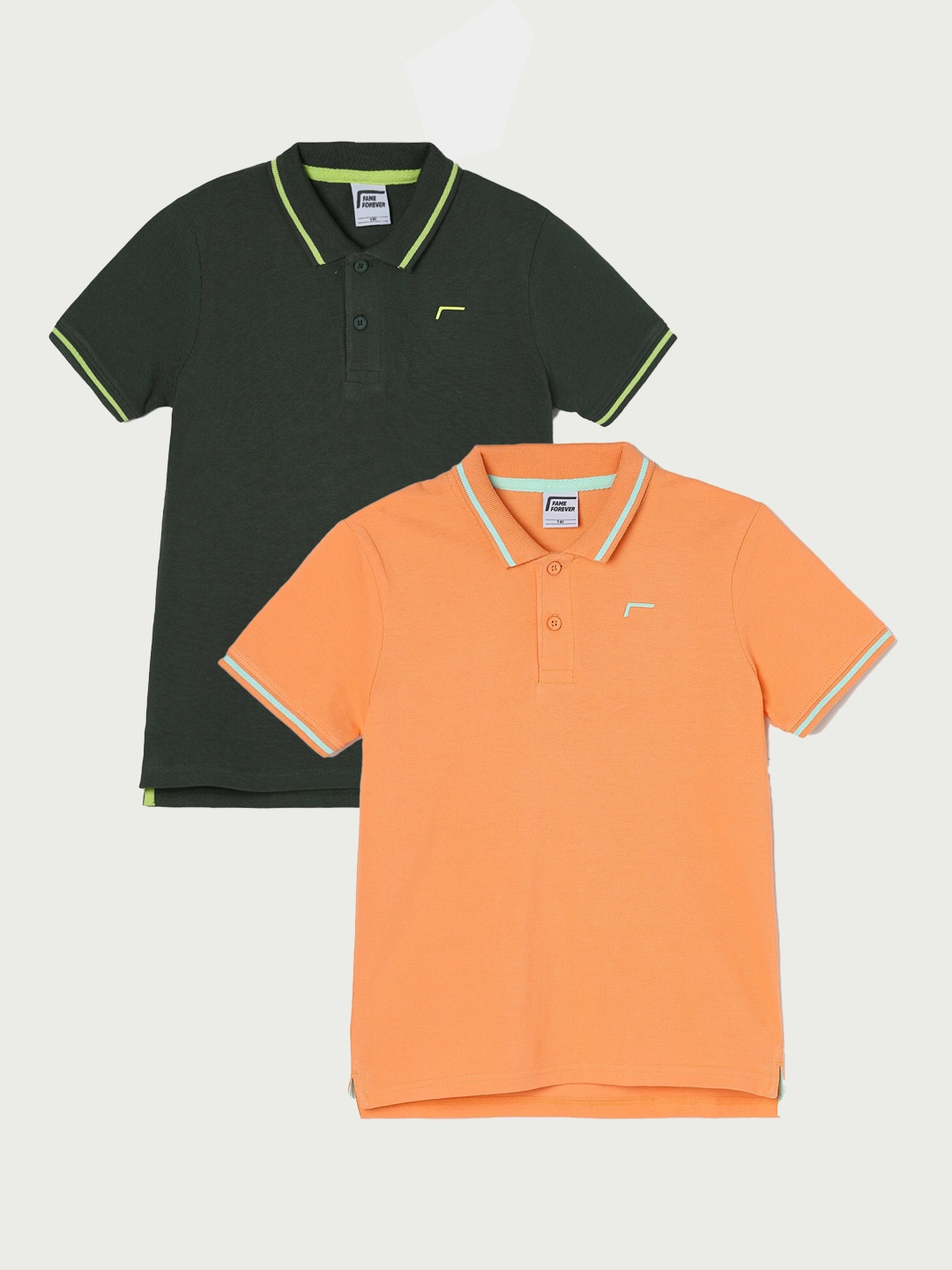 

Fame Forever by Lifestyle Boys Pack Of 2 Polo Collar Short Sleeves Cotton T-shirts, Orange