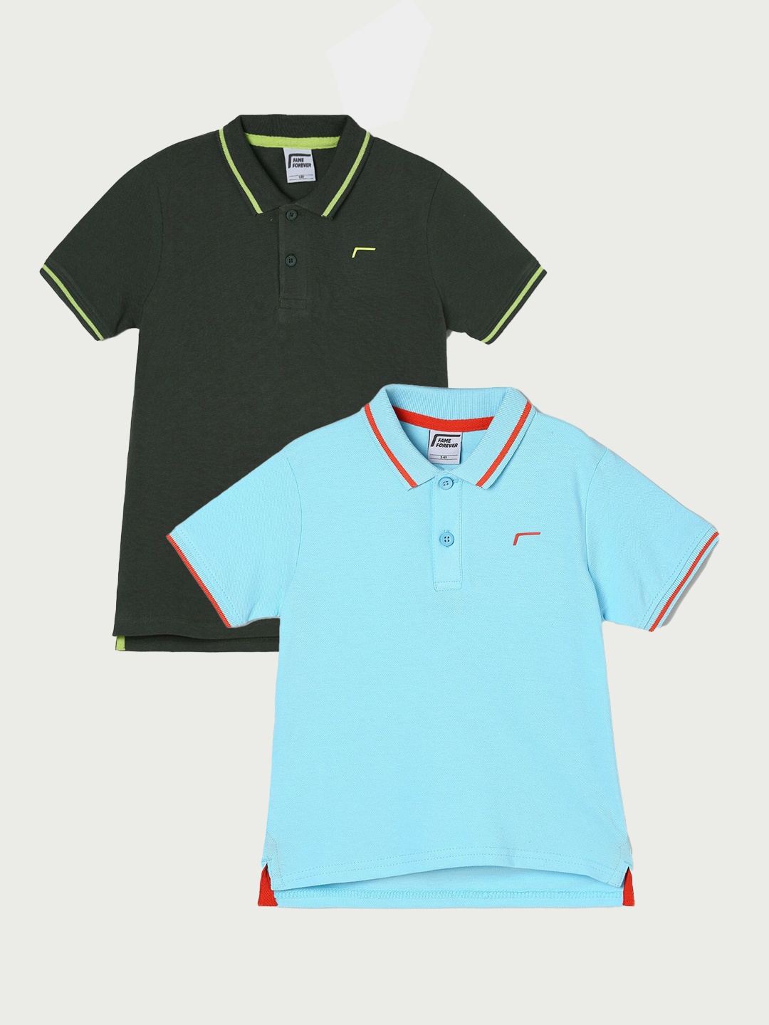 

Fame Forever by Lifestyle Boys Pack Of 2 Polo Collar Short Sleeves Cotton T-shirts, Blue