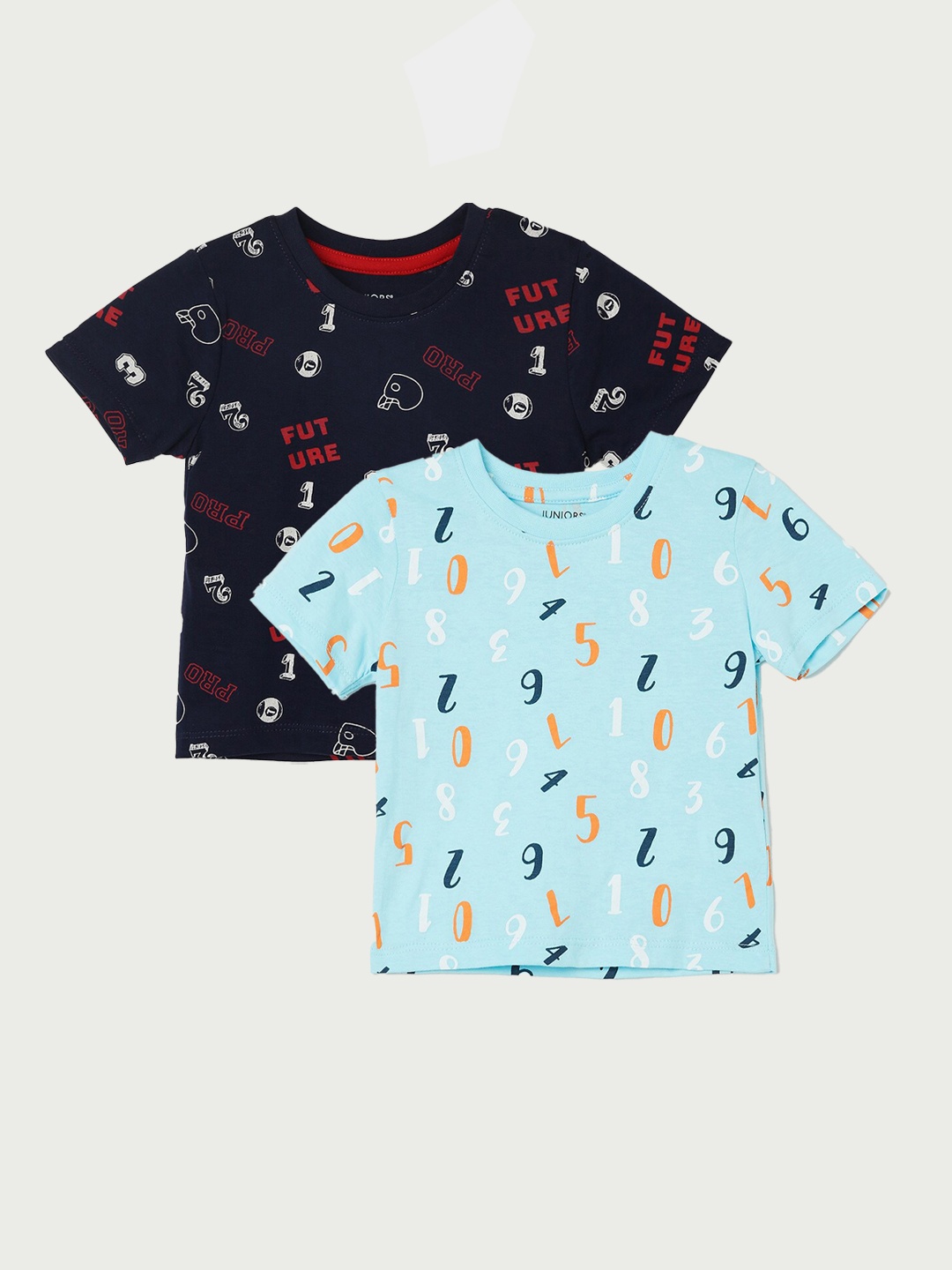 

Juniors by Lifestyle Boys Pack Of 2 Printed Cotton T-shirts, Blue