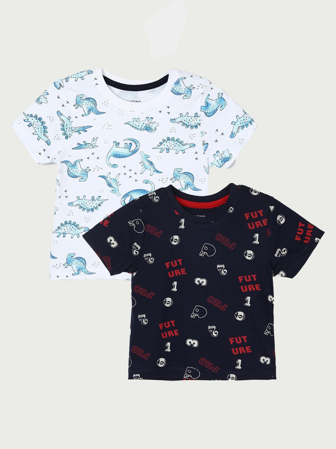 

Juniors by Lifestyle Boys Pack Of 2 Printed Cotton T-shirts, Navy blue