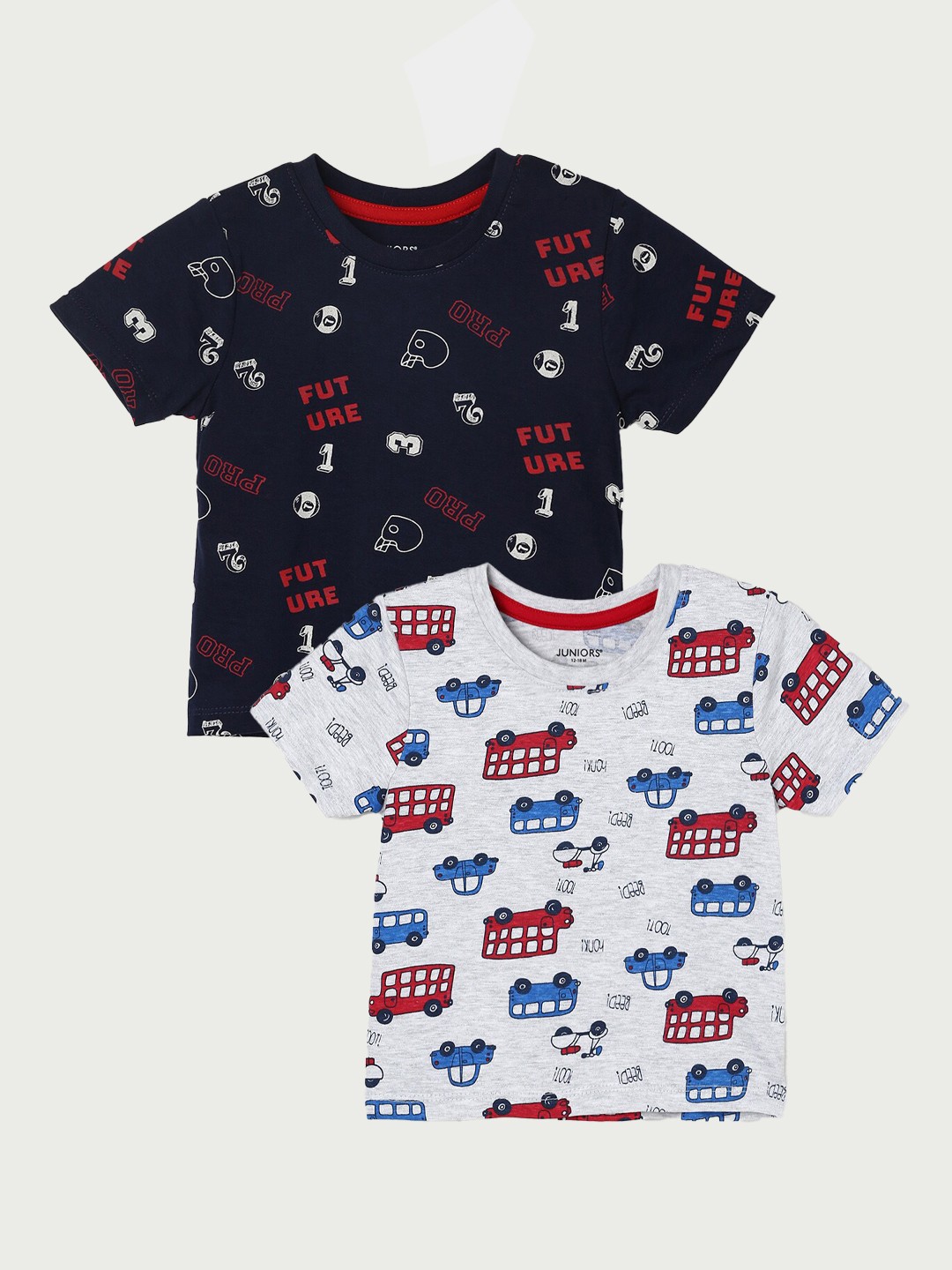 

Juniors by Lifestyle Boys Pack Of 2 Printed Cotton T-shirts, Grey
