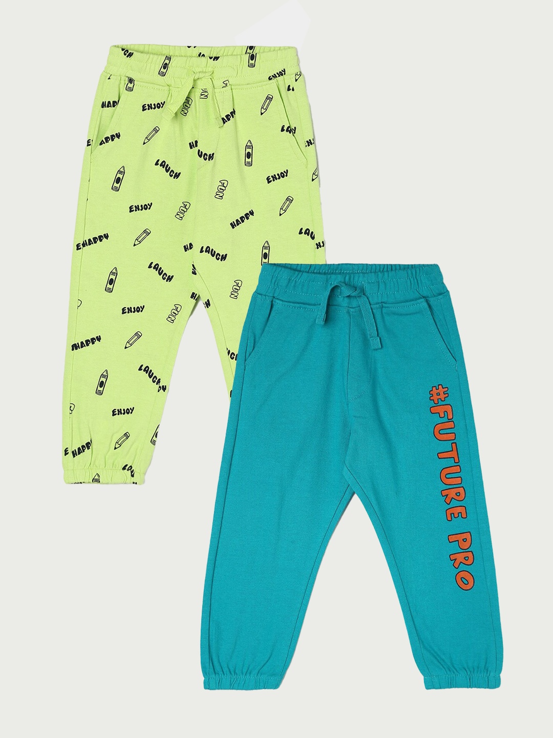 

Juniors by Lifestyle Boys Pack Of 2 Printed Mid-Rise Cotton Joggers, Blue
