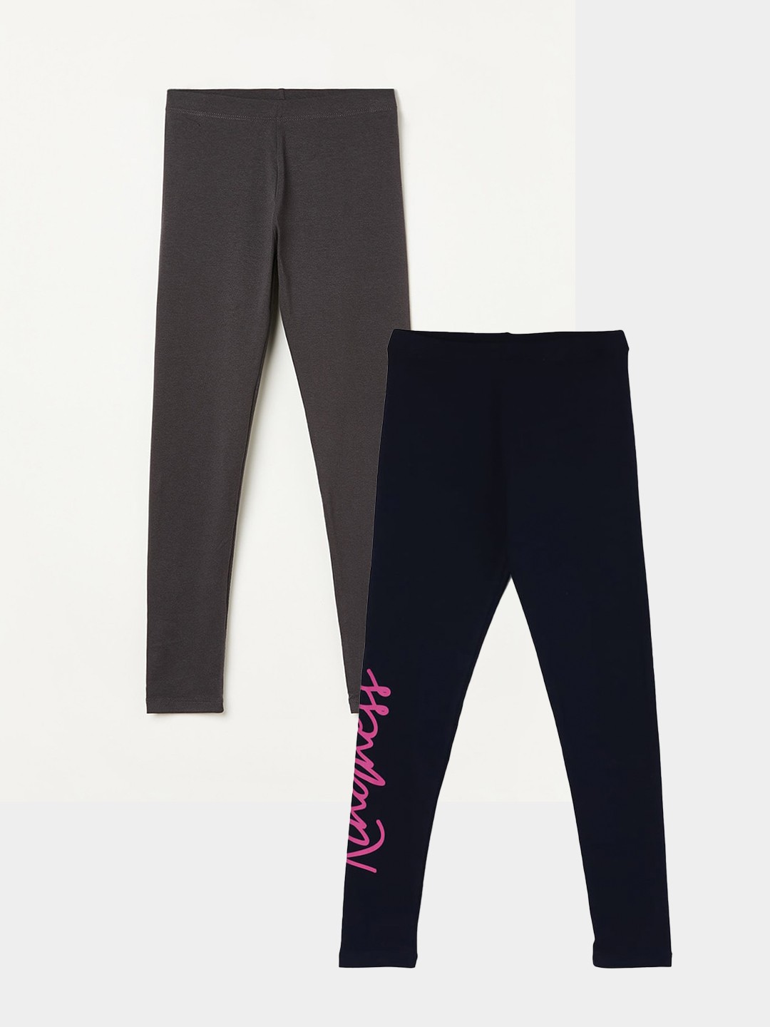 

Fame Forever by Lifestyle Girls Pack Of 2 Printed Ankle Length Leggings, Navy blue