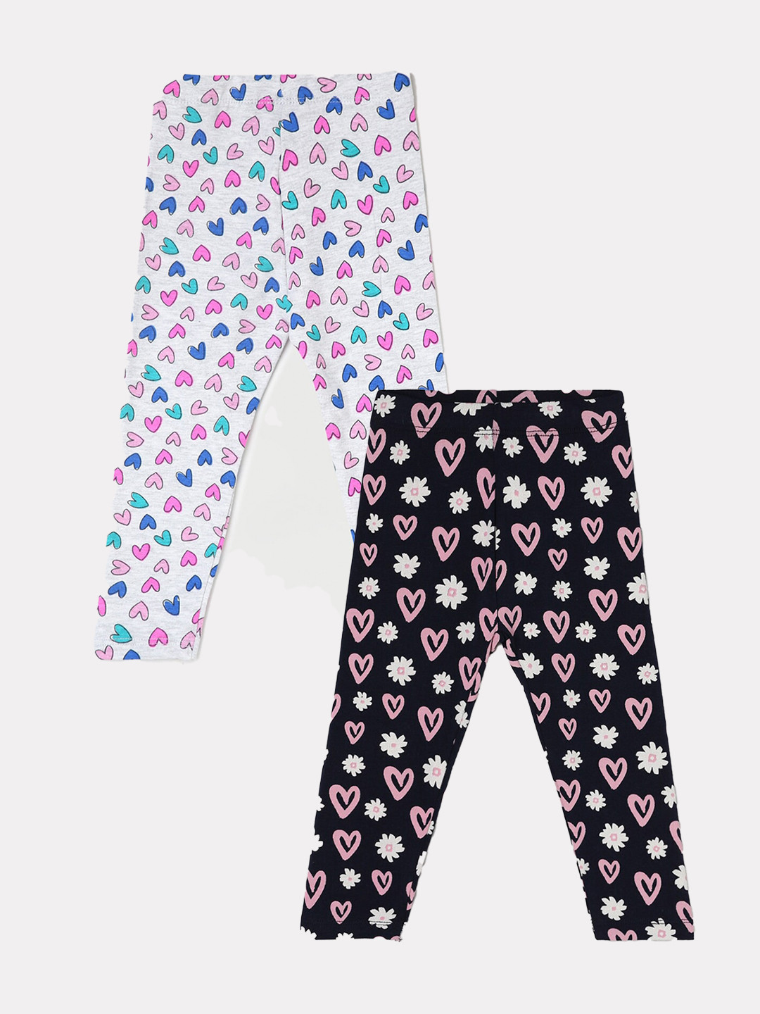 

Fame Forever by Lifestyle Girls Pack Of 2 Printed Ankle Length Leggings, Navy blue