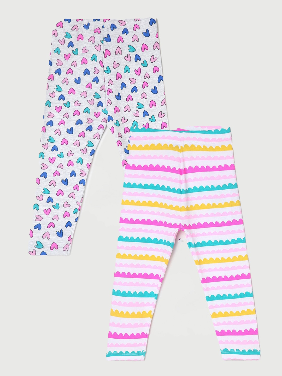 Fame Forever by Lifestyle Girls Pack Of 2 Printed Ankle Length Leggings, Pink