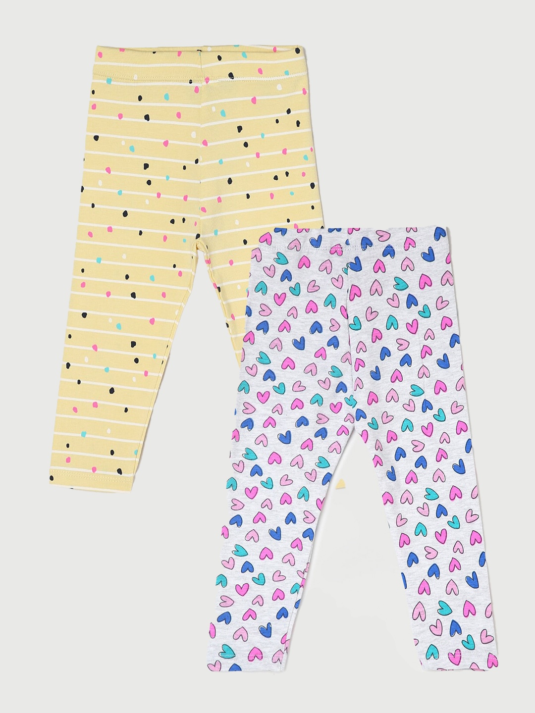 Fame Forever by Lifestyle Girls Pack Of 2 Printed Ankle Length Leggings, Yellow
