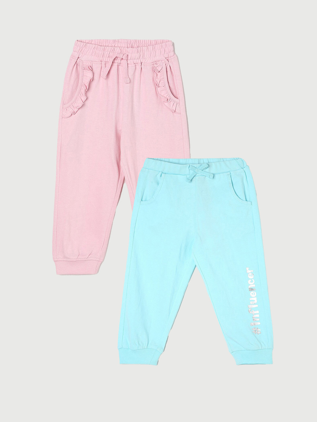 

Juniors by Lifestyle Girls Pack Of 2 Mid-Rise Cotton Joggers, Blue