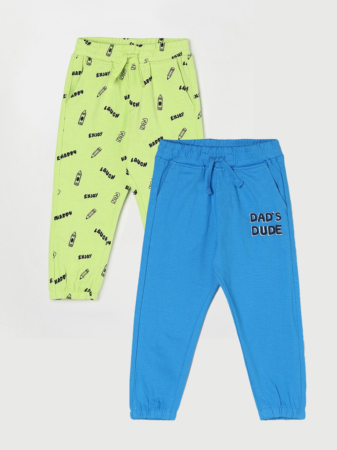 

Juniors by Lifestyle Boys Pack Of 2 Printed Mid-Rise Cotton Joggers, Blue