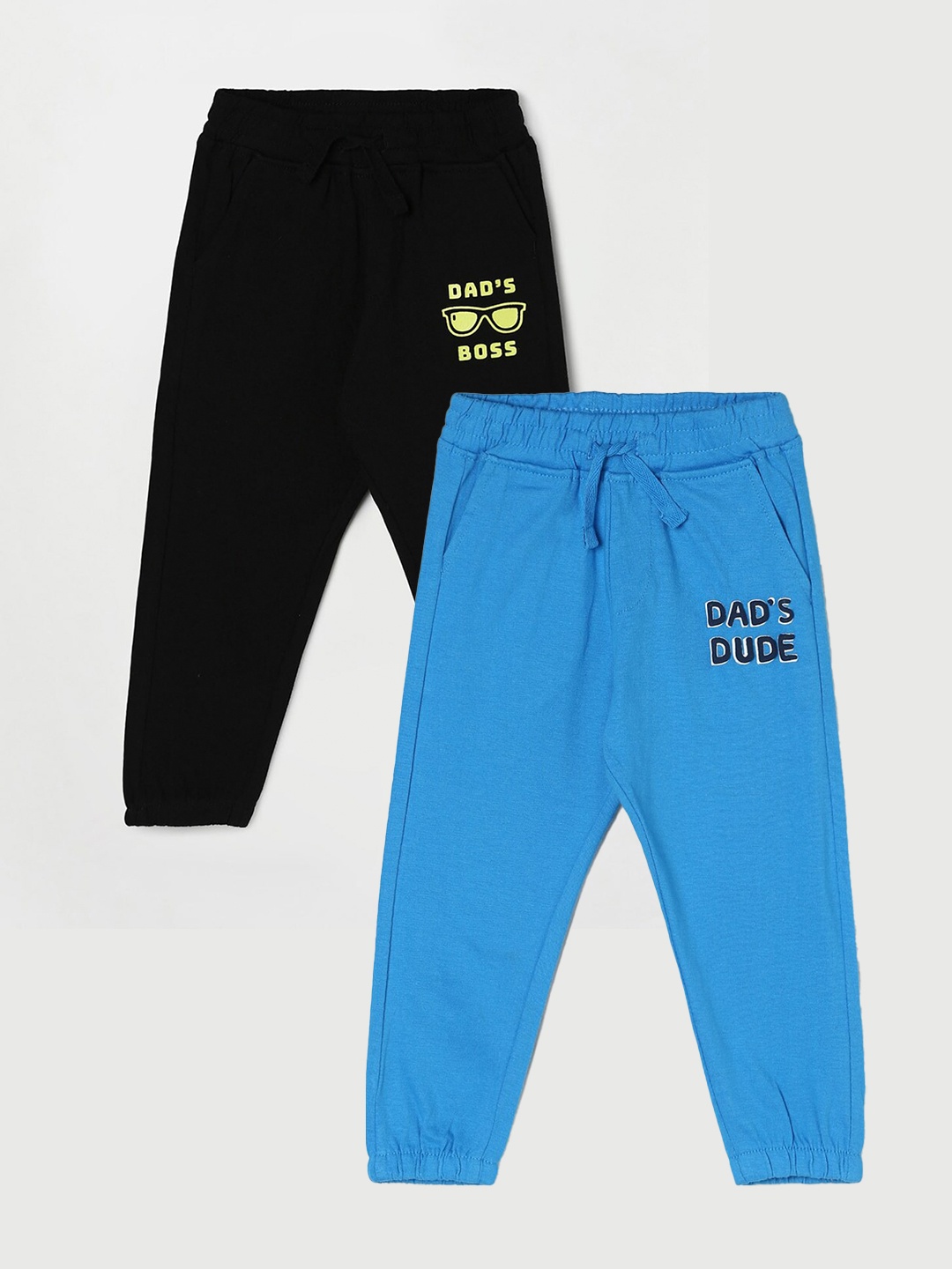 

Juniors by Lifestyle Boys Pack Of 2 Printed Mid-Rise Cotton Joggers, Blue