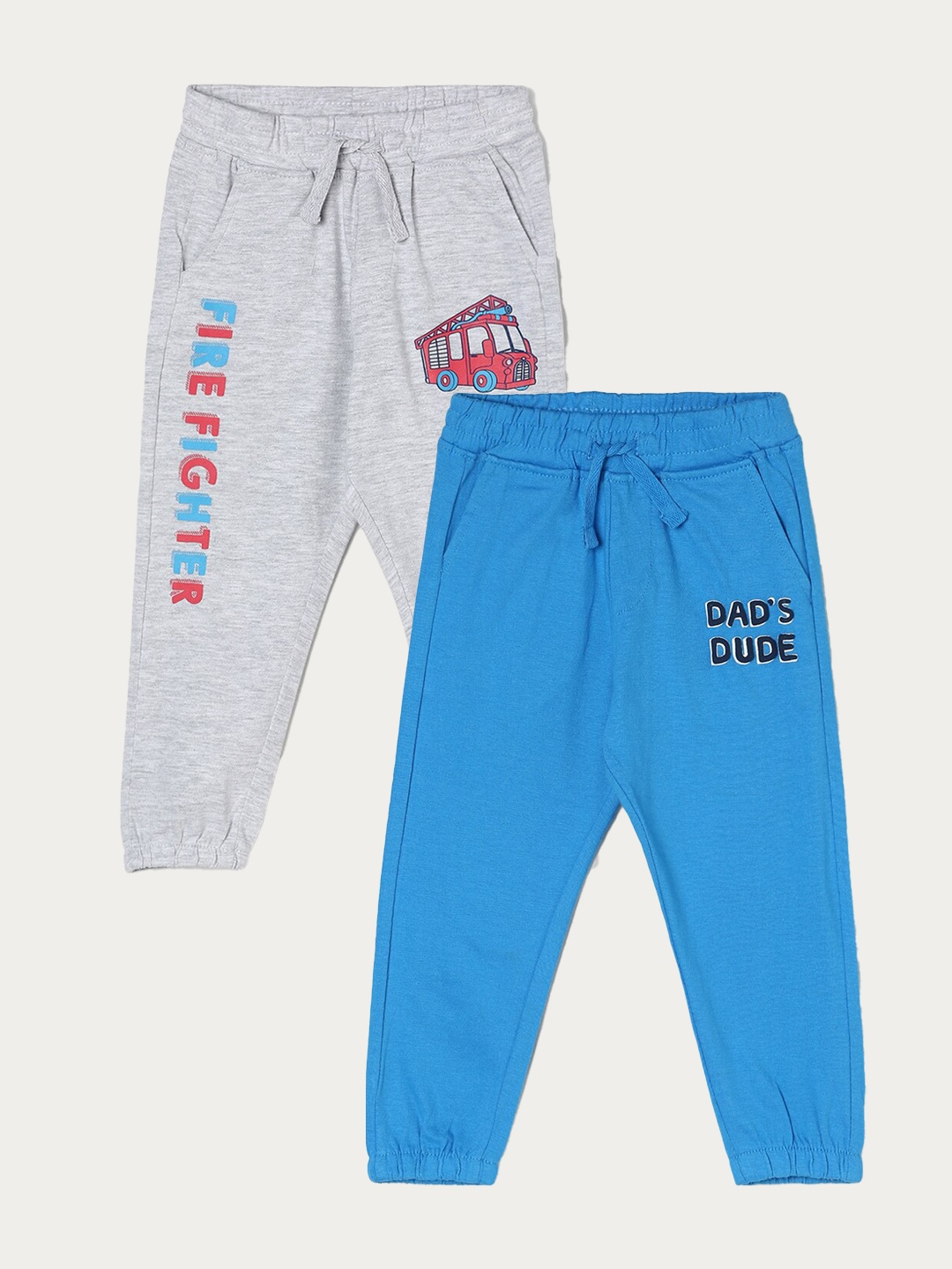 

Juniors by Lifestyle Boys Pack Of 2 Printed Mid-Rise Cotton Joggers, Blue