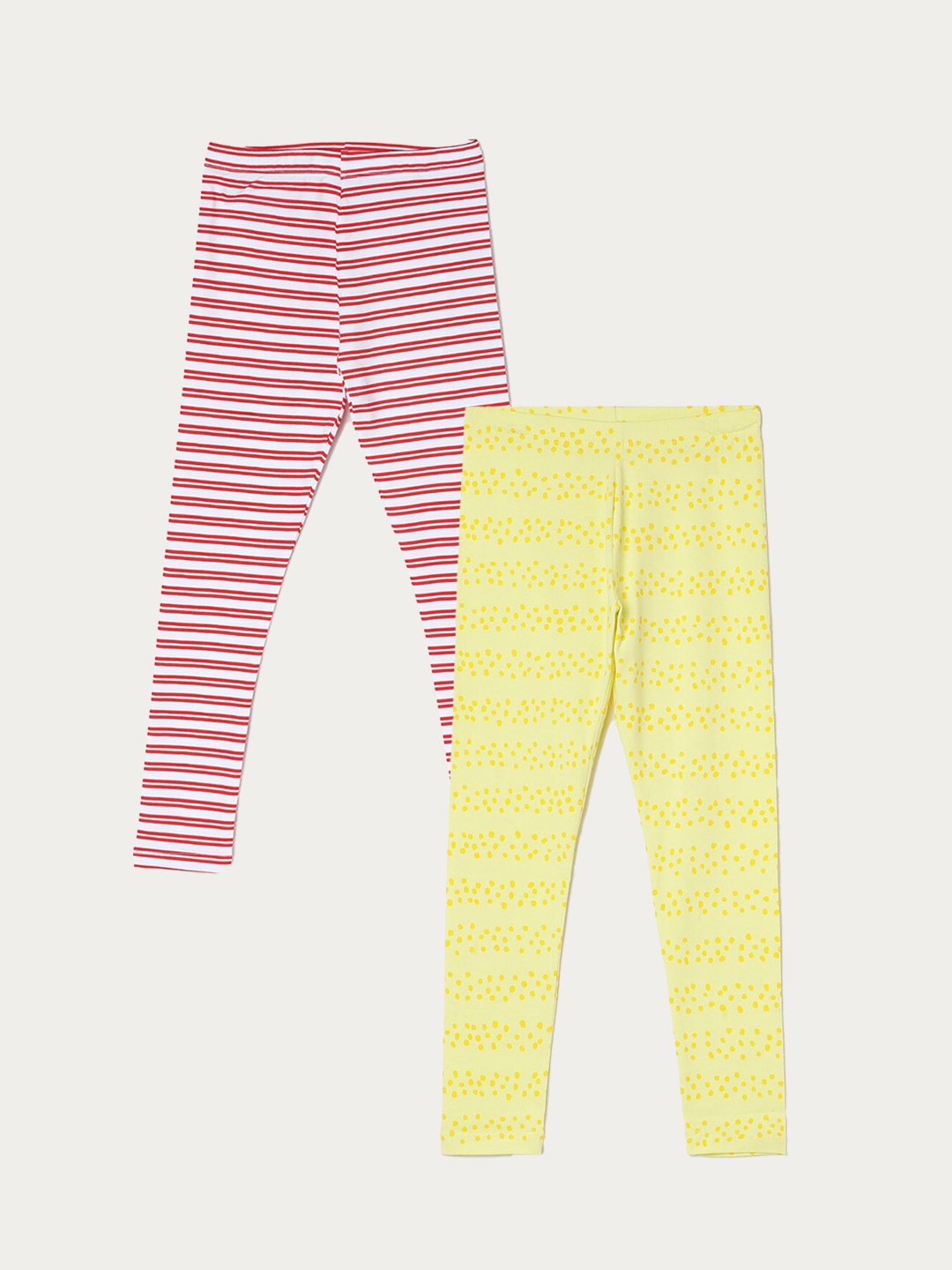 

Fame Forever by Lifestyle Girls Pack Of 2 Printed Ankle Length Leggings, Yellow