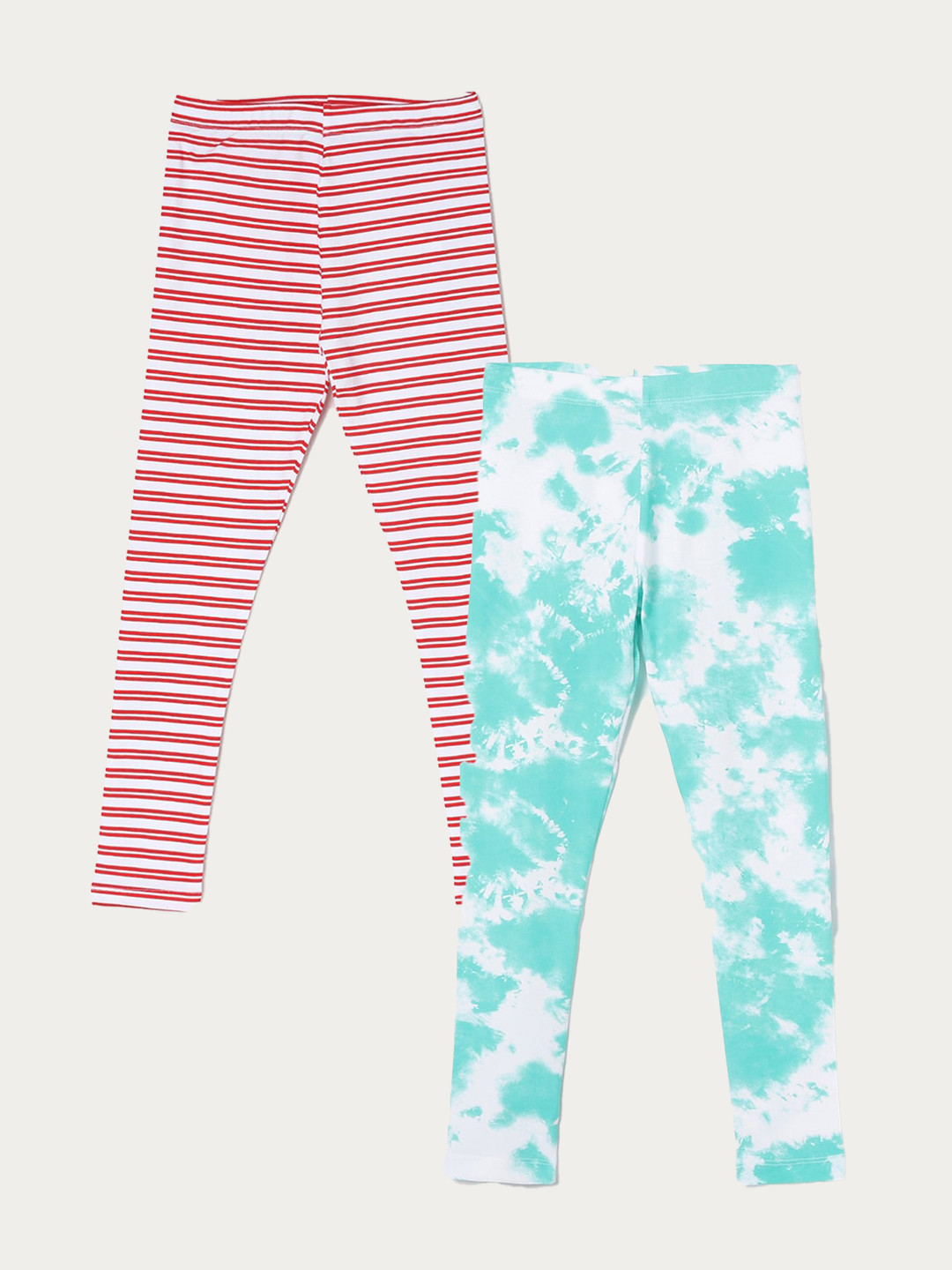 

Fame Forever by Lifestyle Girls Pack Of 2 Printed Ankle Length Leggings, Sea green