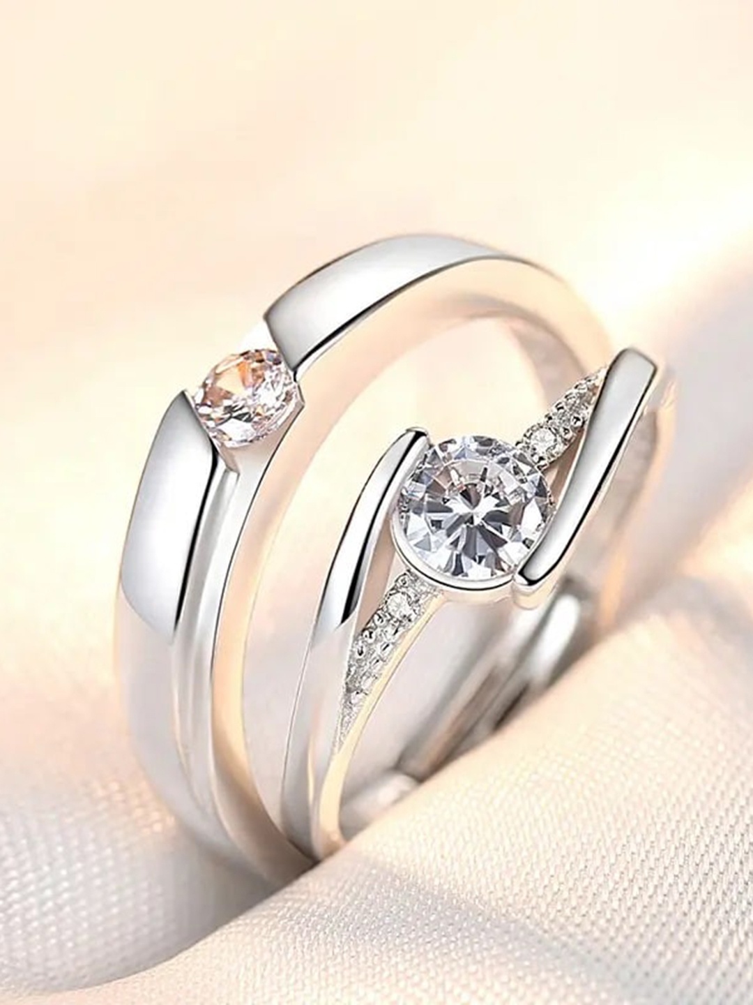 

MEENAZ Set Of 2 Silver-Plated Adjustable Finger Rings