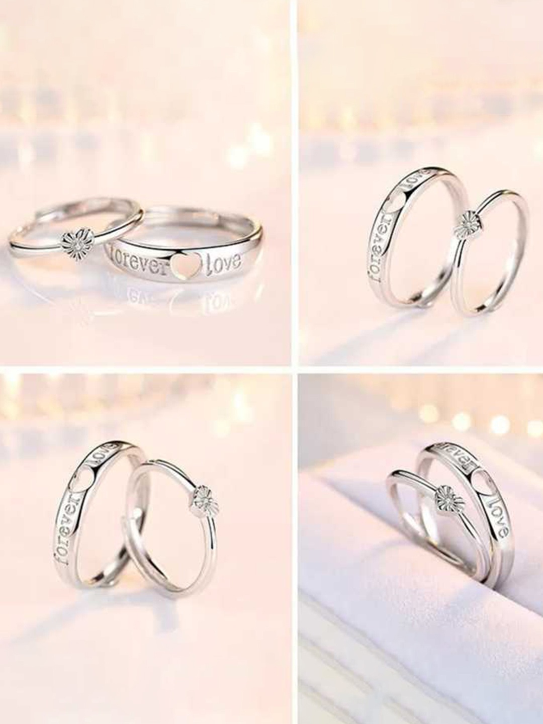 

MEENAZ Set Of 2 Silver-Plated Adjustable Finger Rings