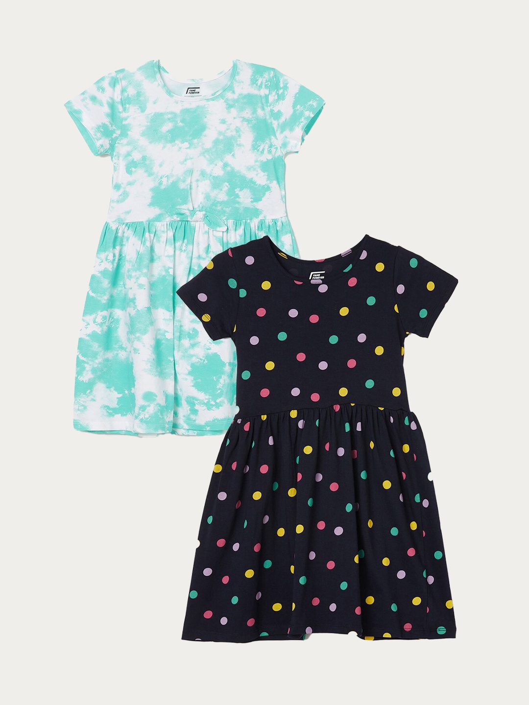 

Fame Forever by Lifestyle Girls Pack Of 2 Printed Cotton Fit & Flare Dress, Green