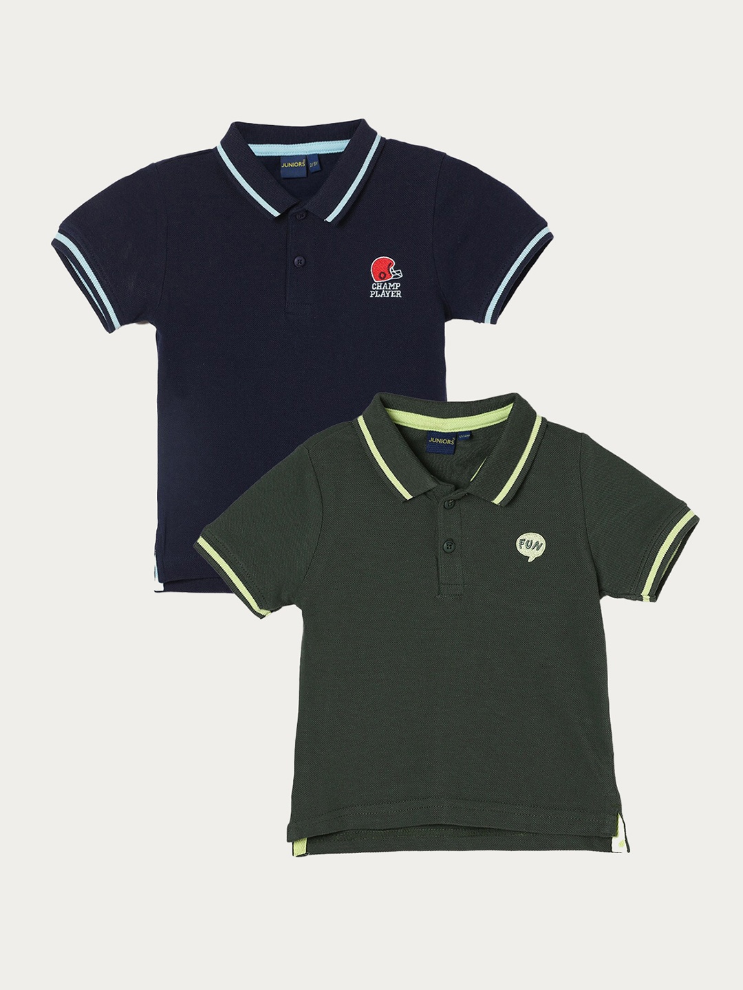 

Juniors by Lifestyle Boys Pack Of 2 Polo Collar Short Sleeves Cotton T-shirts, Blue